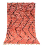 Moroccan Rug Pink black lines shaggy Rug Illuminate Collective