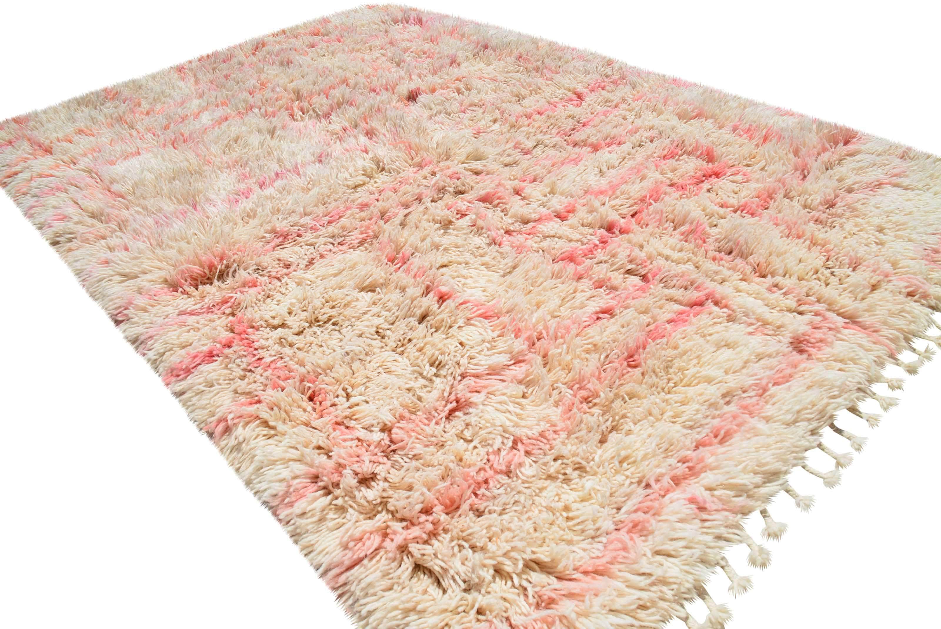 Moroccan Rug Pink line shaggy Rug Illuminate Collective