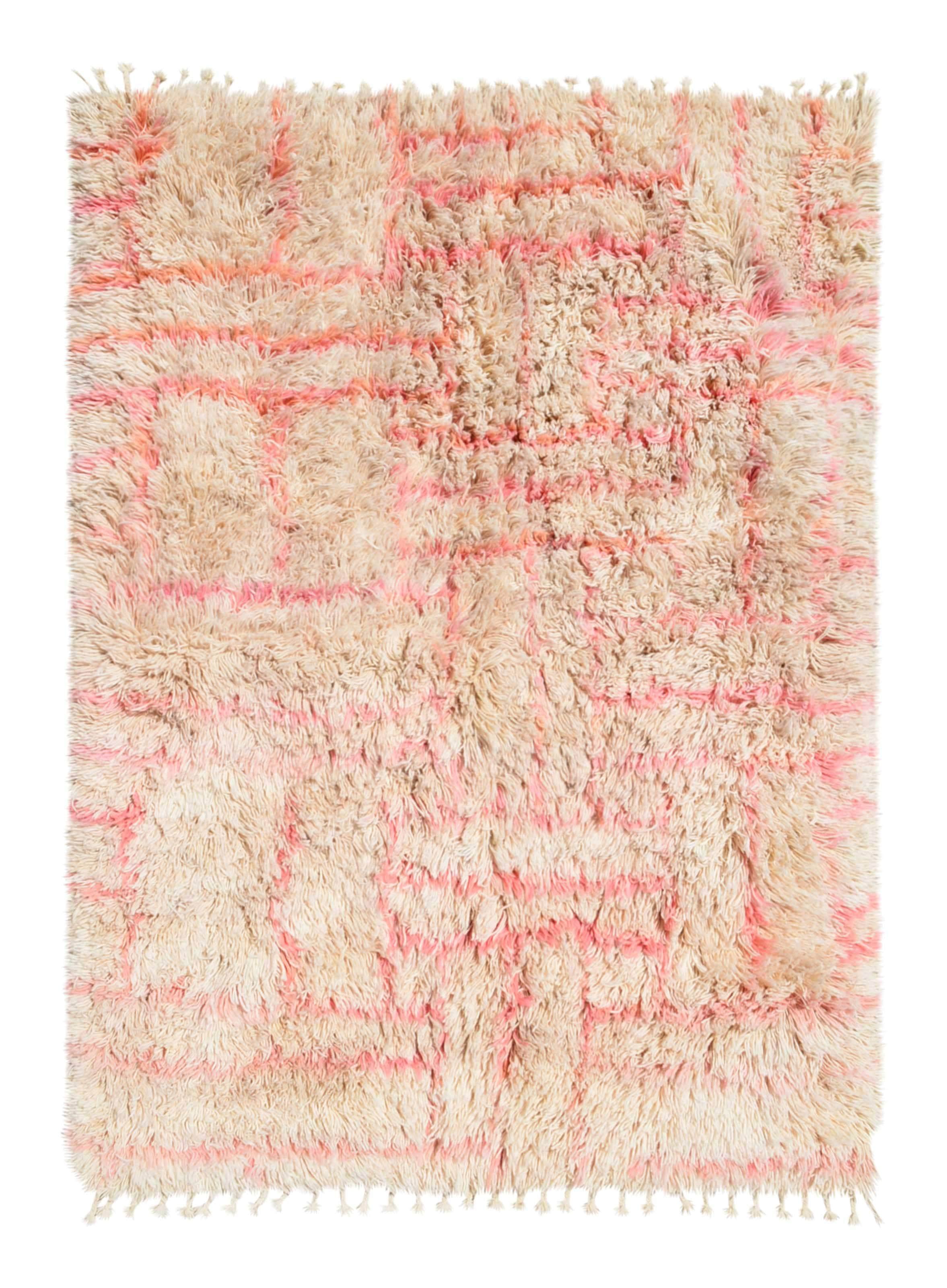 Moroccan Rug Pink line shaggy Rug Illuminate Collective