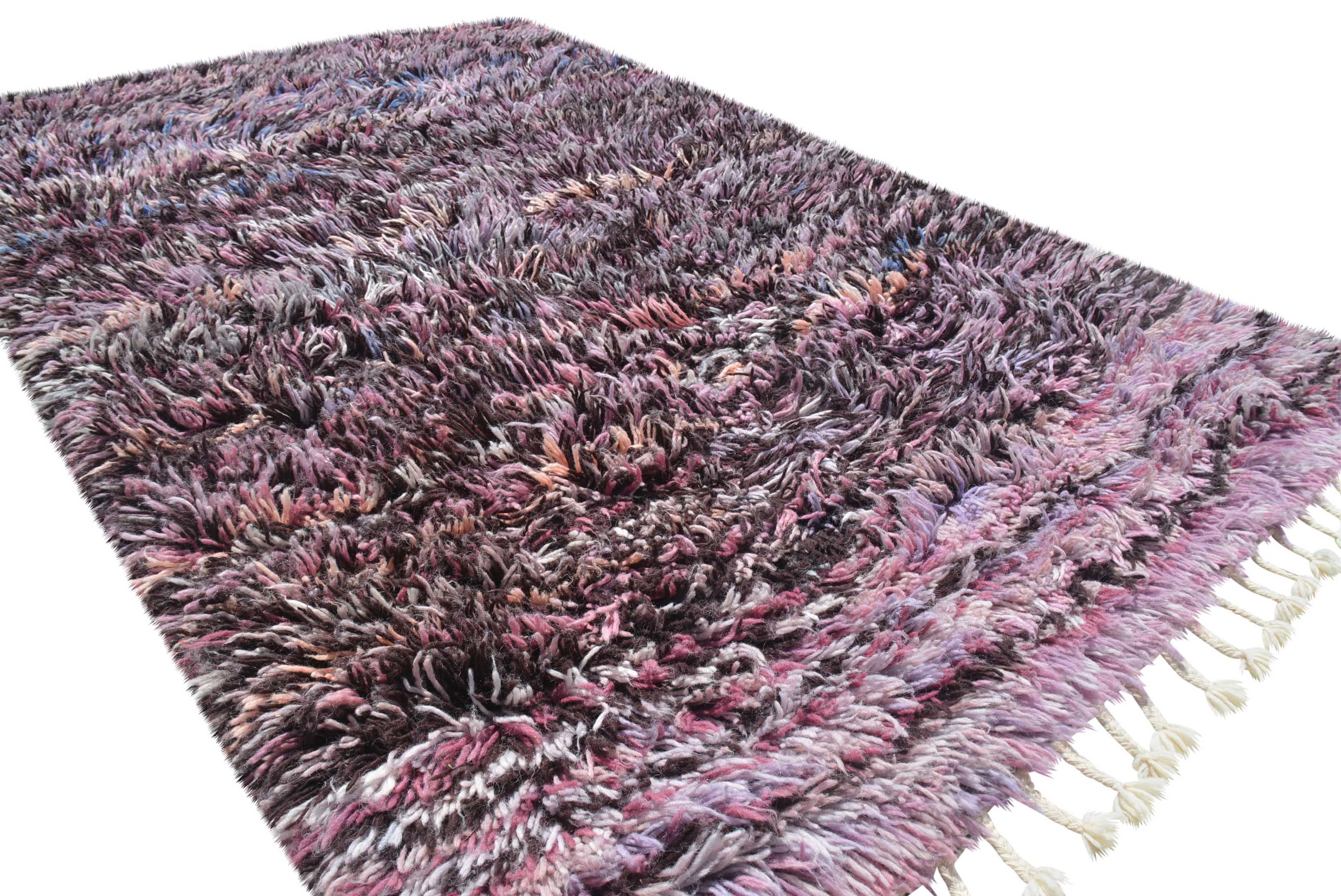 Moroccan Rug Purple Black Shaggy Rug Illuminate Collective