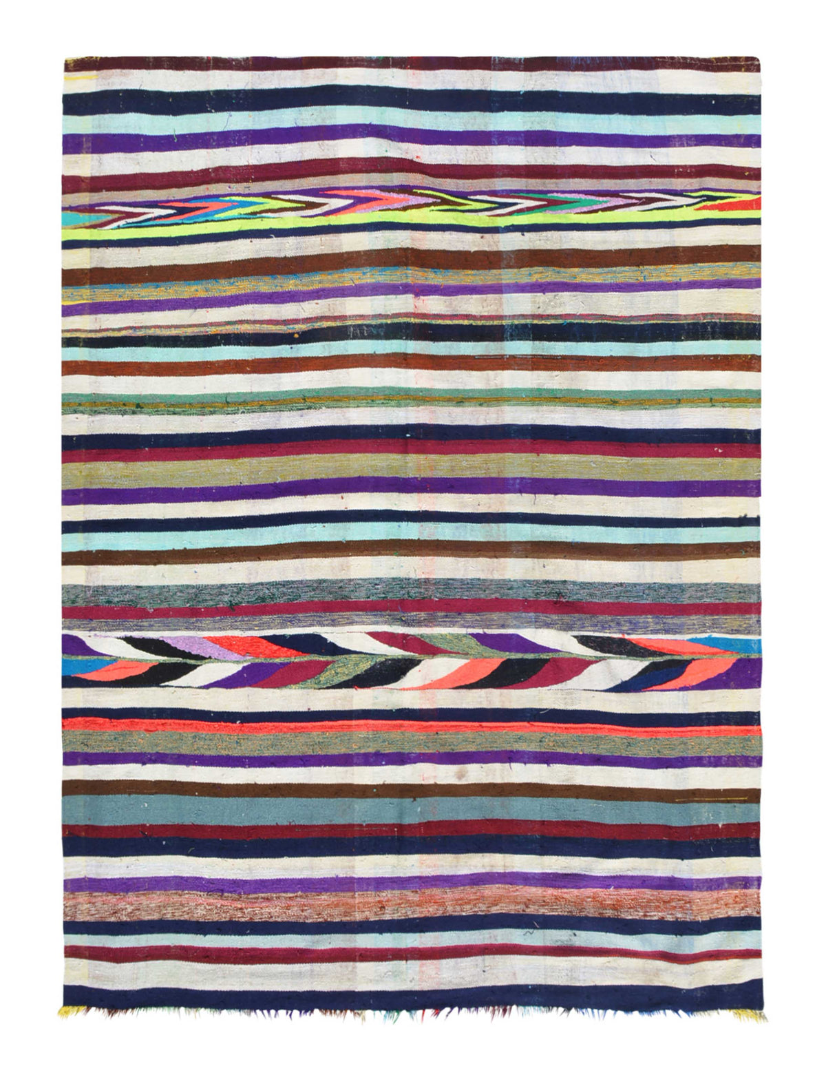 Moroccan Rug Vintage flat weave colorful rows Illuminate Collective