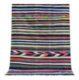 Moroccan Rug Vintage flat weave colorful rows Illuminate Collective