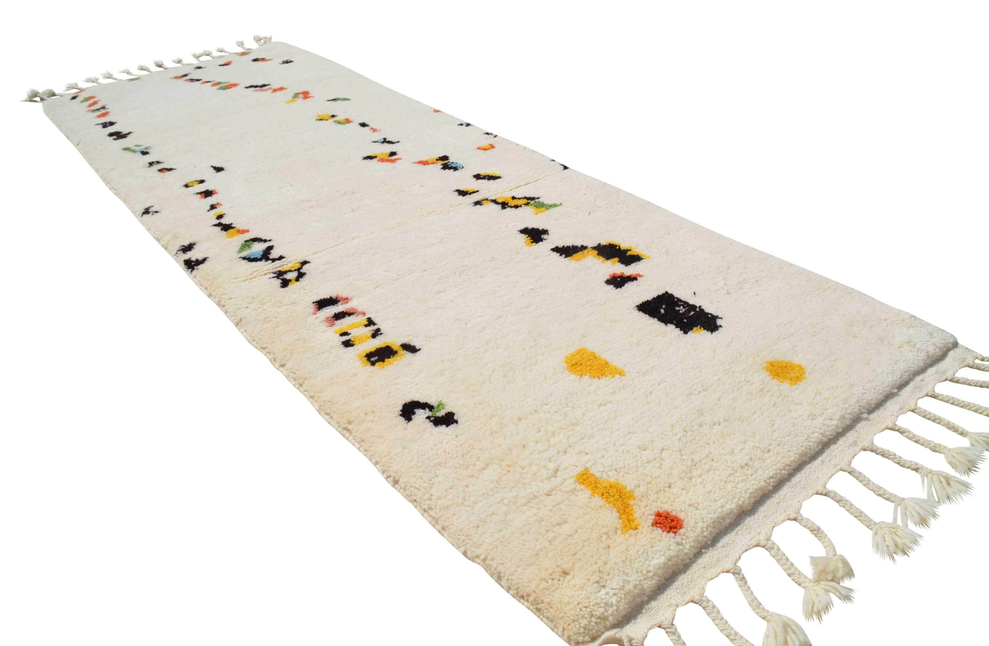 Moroccan Rug White Dots Runner Rug Illuminate Collective