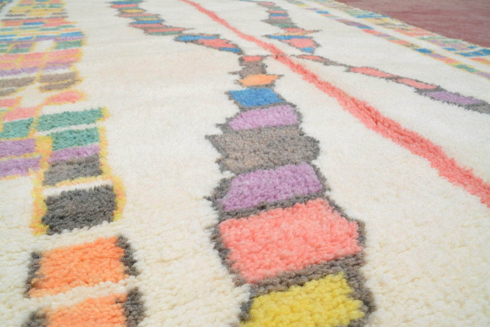 Moroccan Rug White Multi Color Berber |  Moroccan Geometric Rug Illuminate Collective