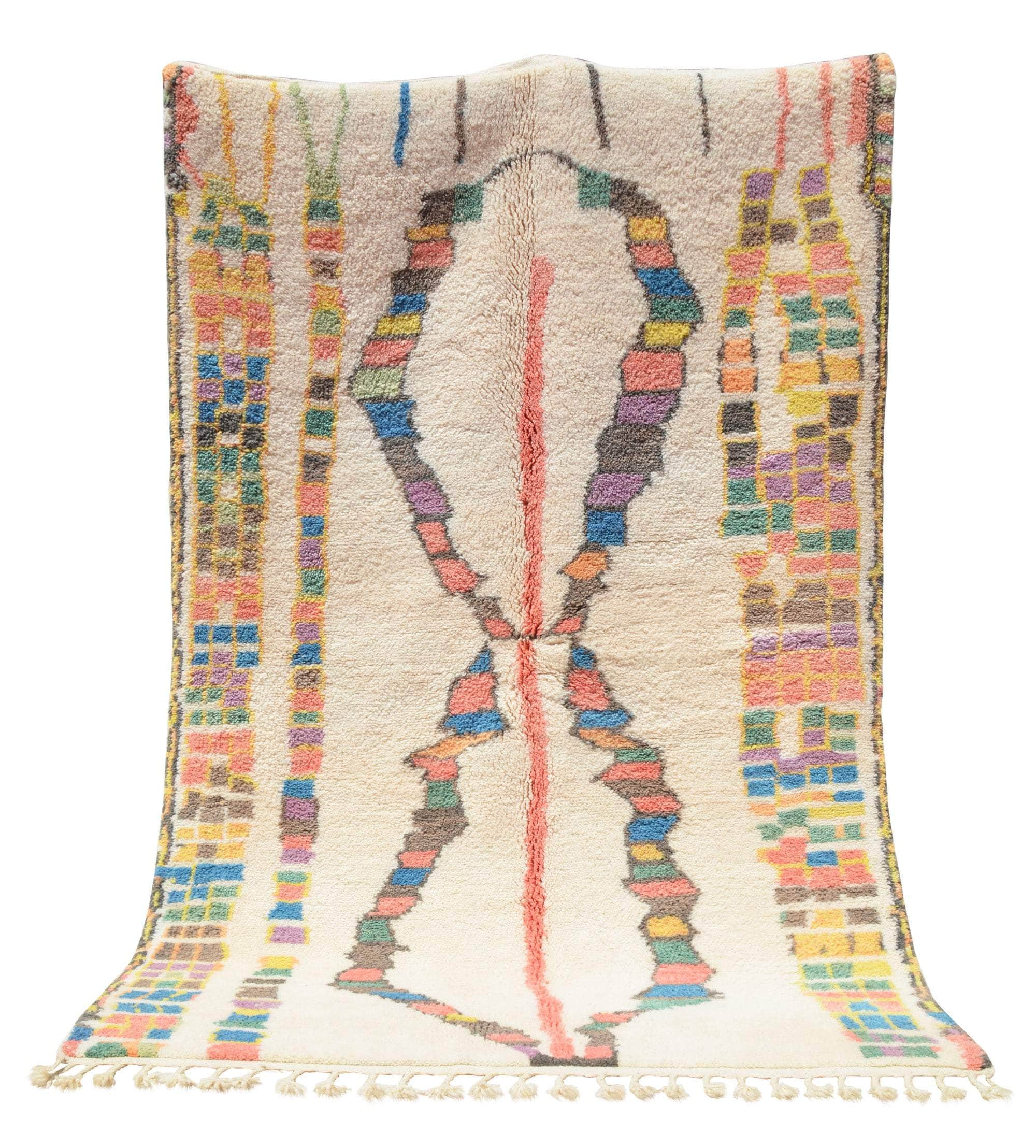 Moroccan Rug White Multi Color Berber |  Moroccan Geometric Rug Illuminate Collective