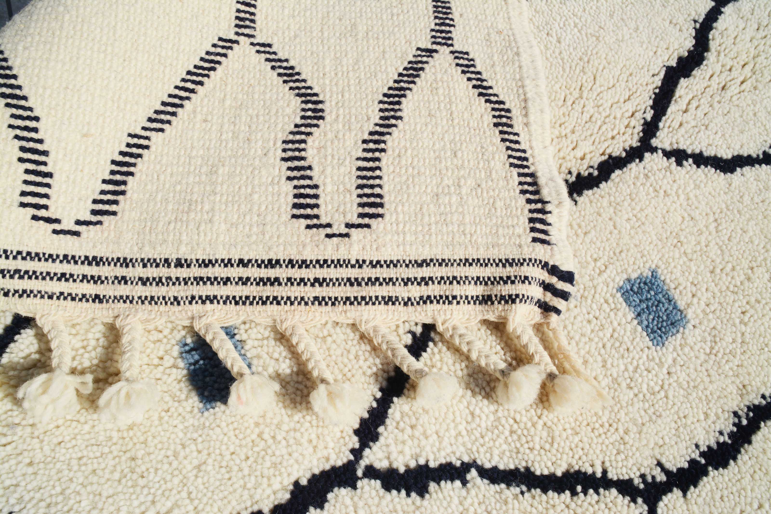 Navy Handmade Moroccan Rug | Blue Rugs For Living Room