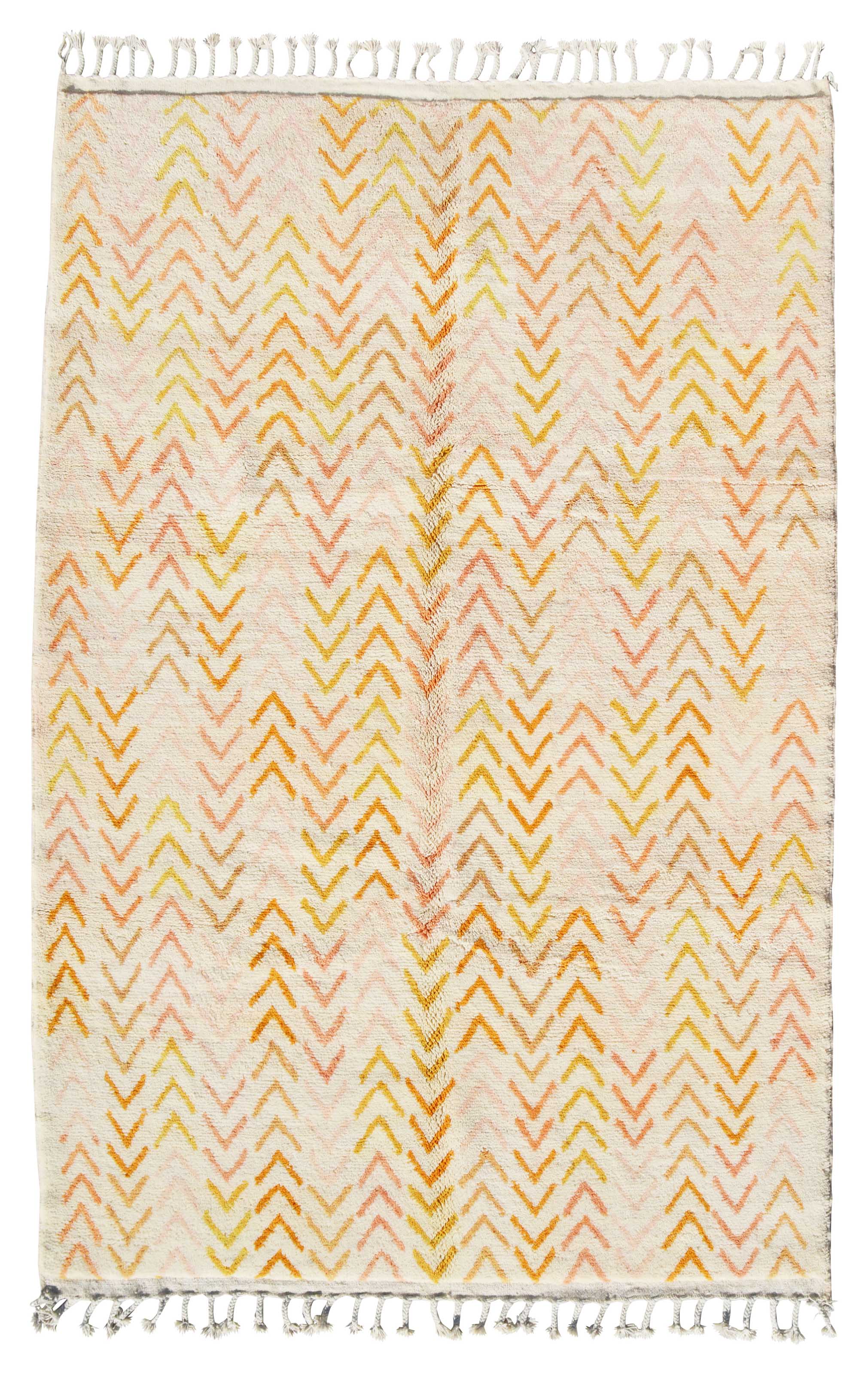 New Yellow Arrows Handmade Rug | Yellow Moroccan Rug