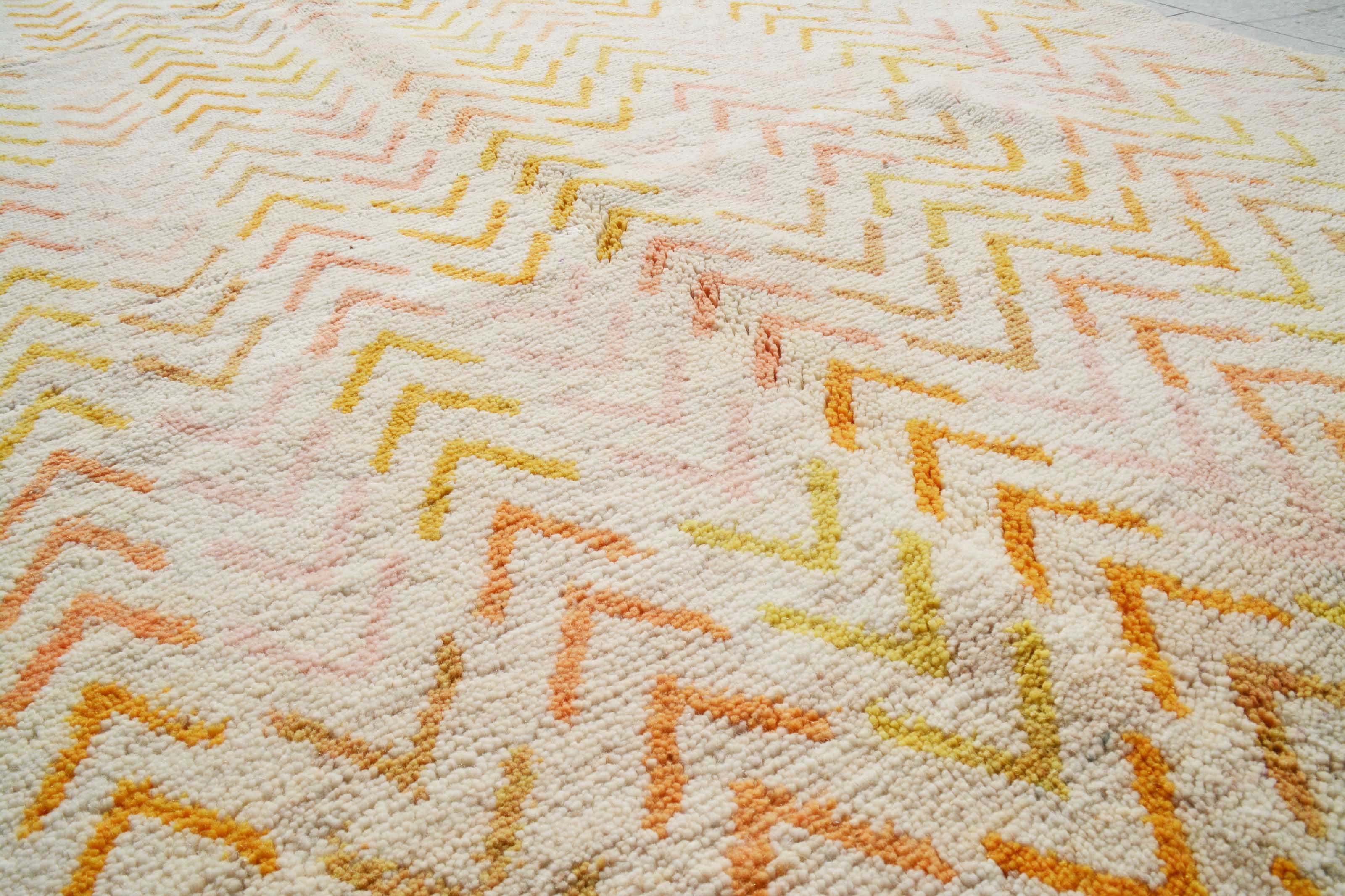 New Yellow Arrows Handmade Rug | Yellow Moroccan Rug