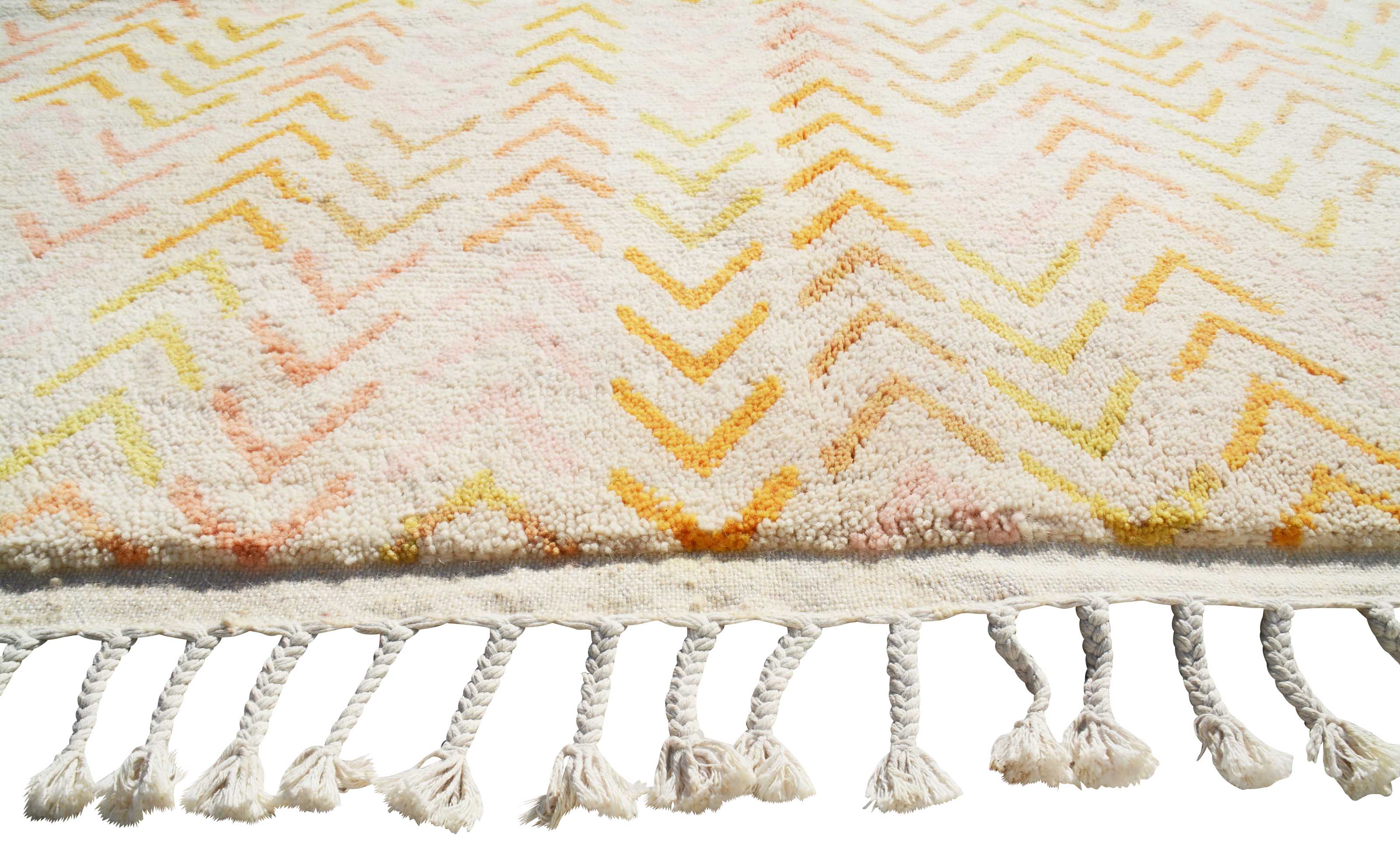 New Yellow Arrows Handmade Rug | Yellow Moroccan Rug