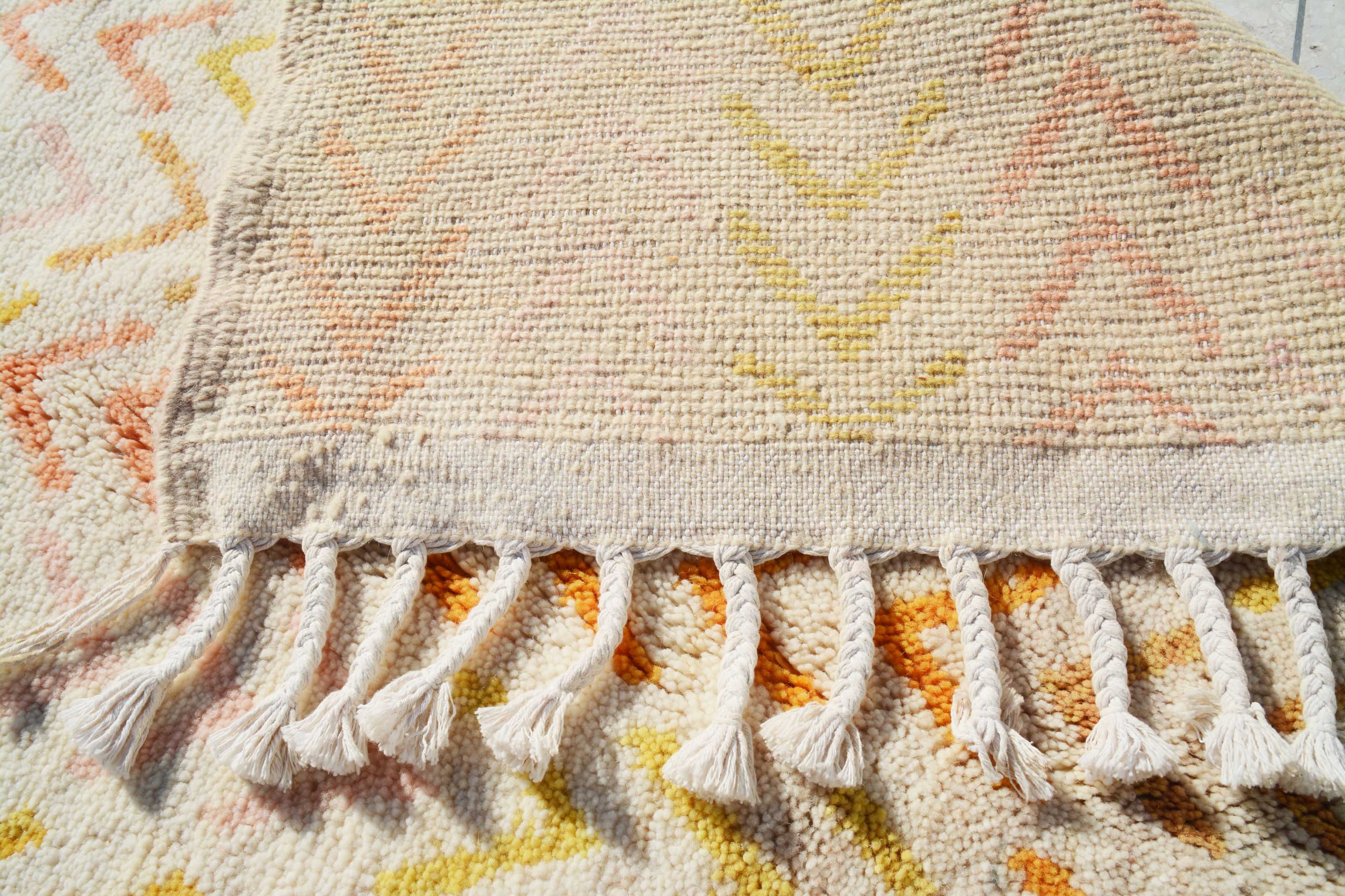 New Yellow Arrows Handmade Rug | Yellow Moroccan Rug