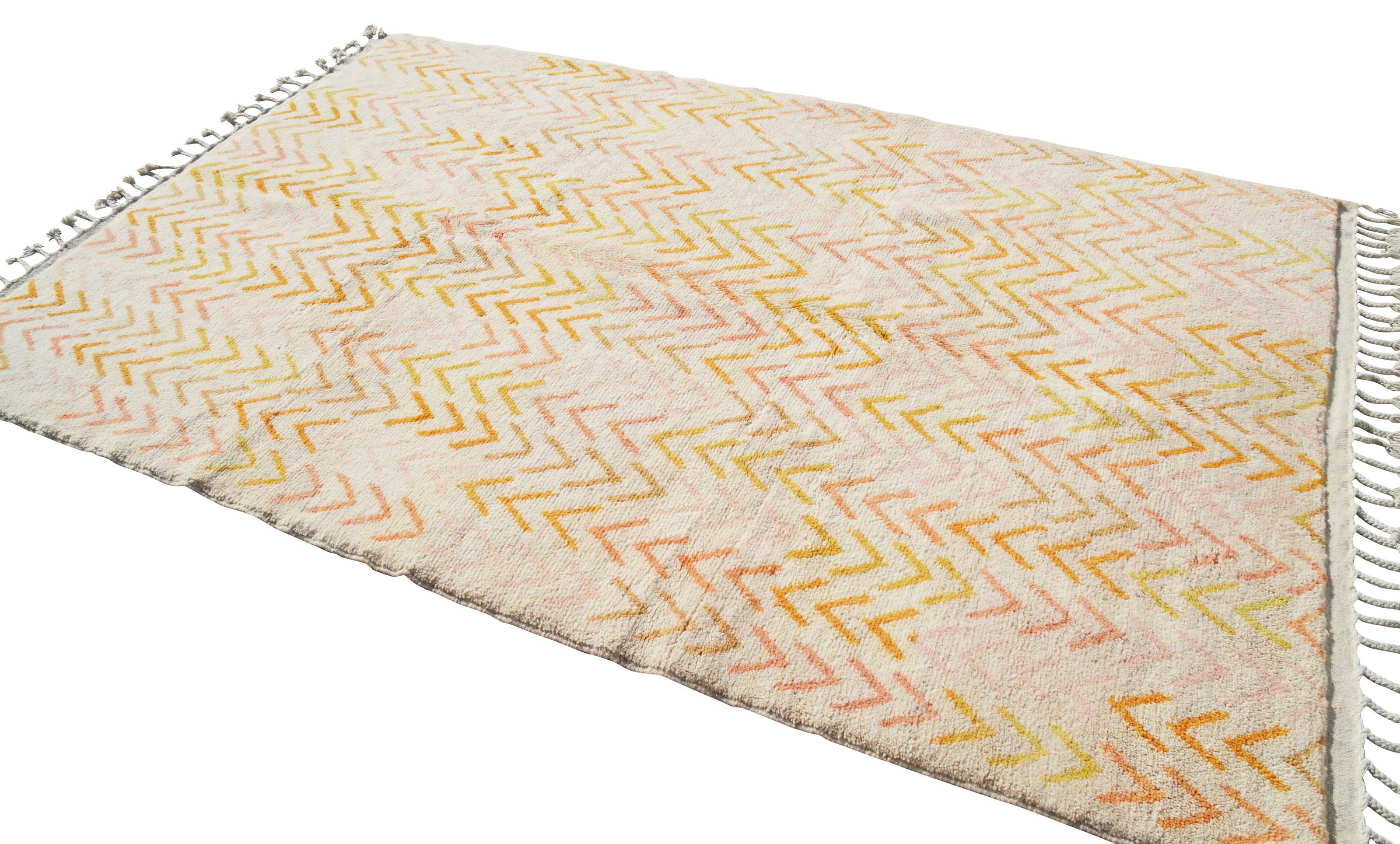 New Yellow Arrows Handmade Rug | Yellow Moroccan Rug
