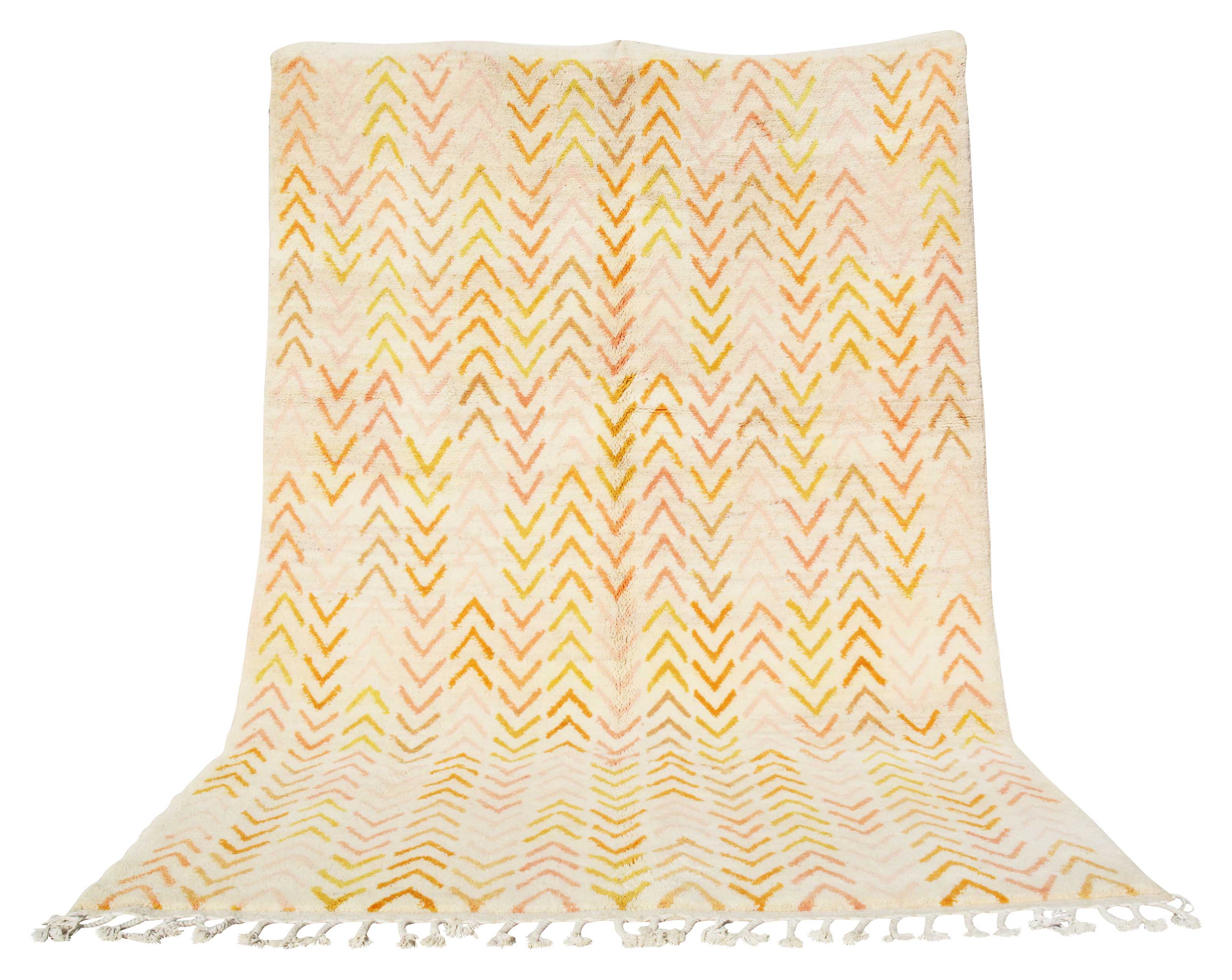 New Yellow Arrows Handmade Rug | Yellow Moroccan Rug