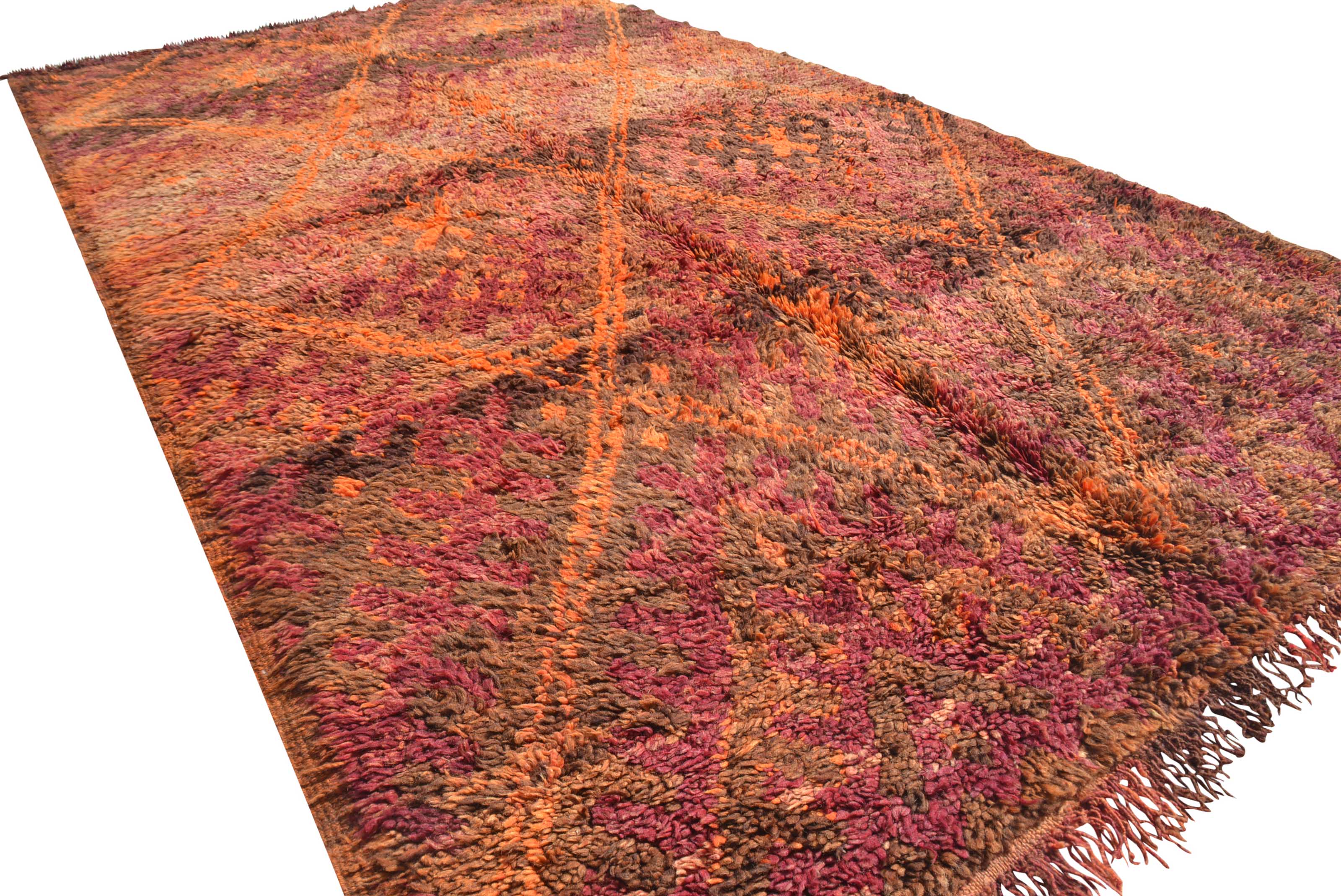 Orange And Pink Rug | Vintage Moroccan Rug  
