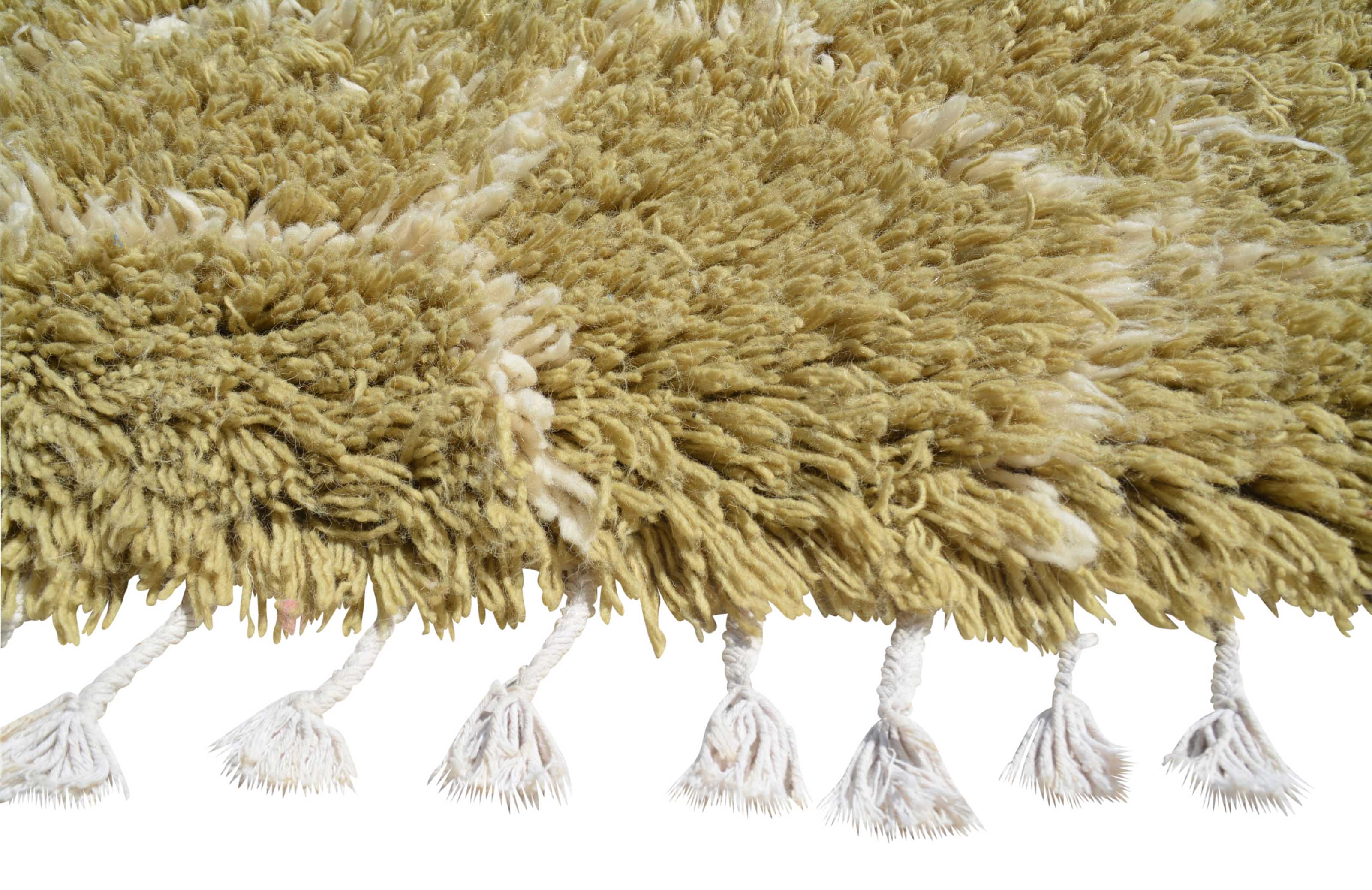 Pea green shaggy Moroccan Rug