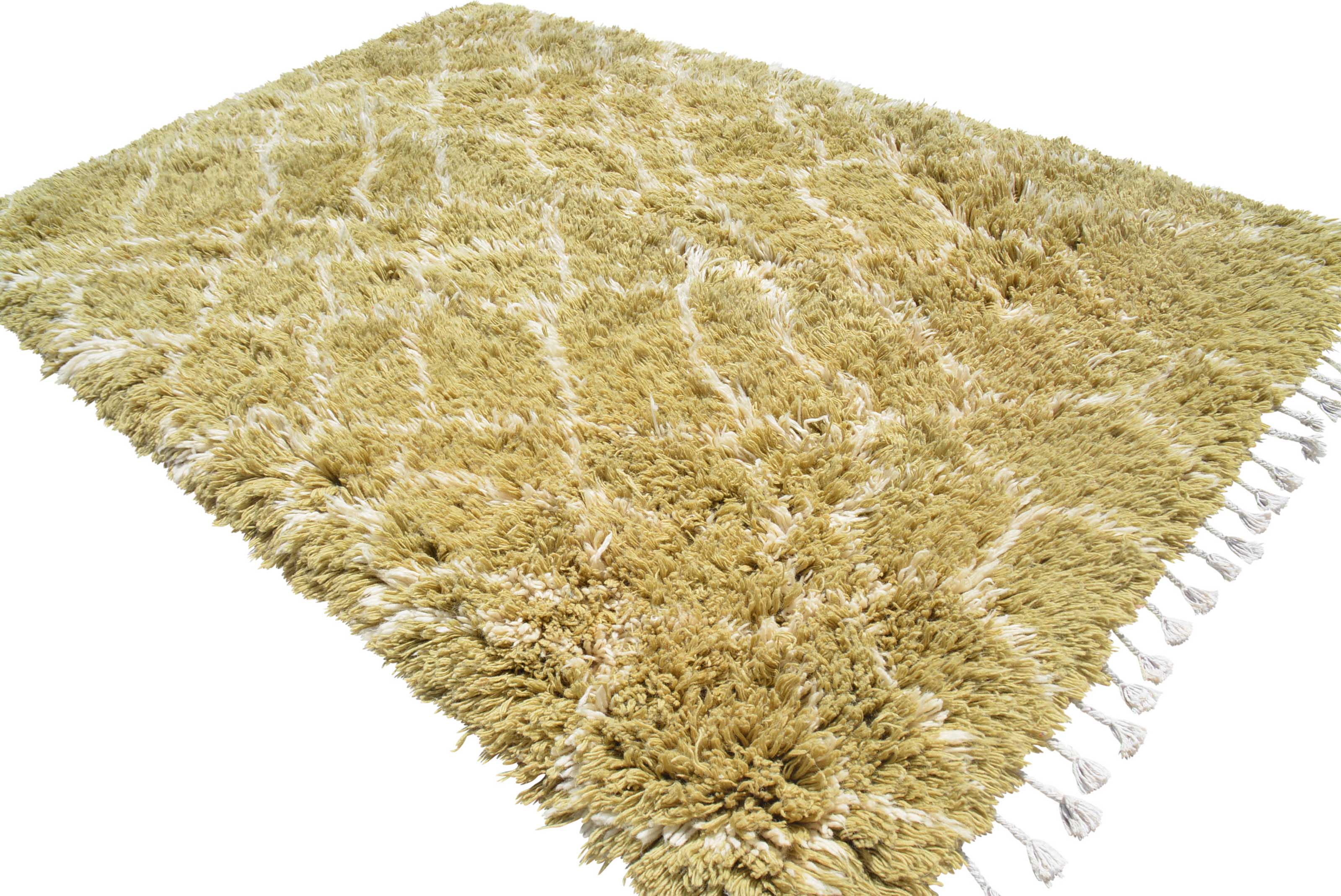 Pea green shaggy Moroccan Rug