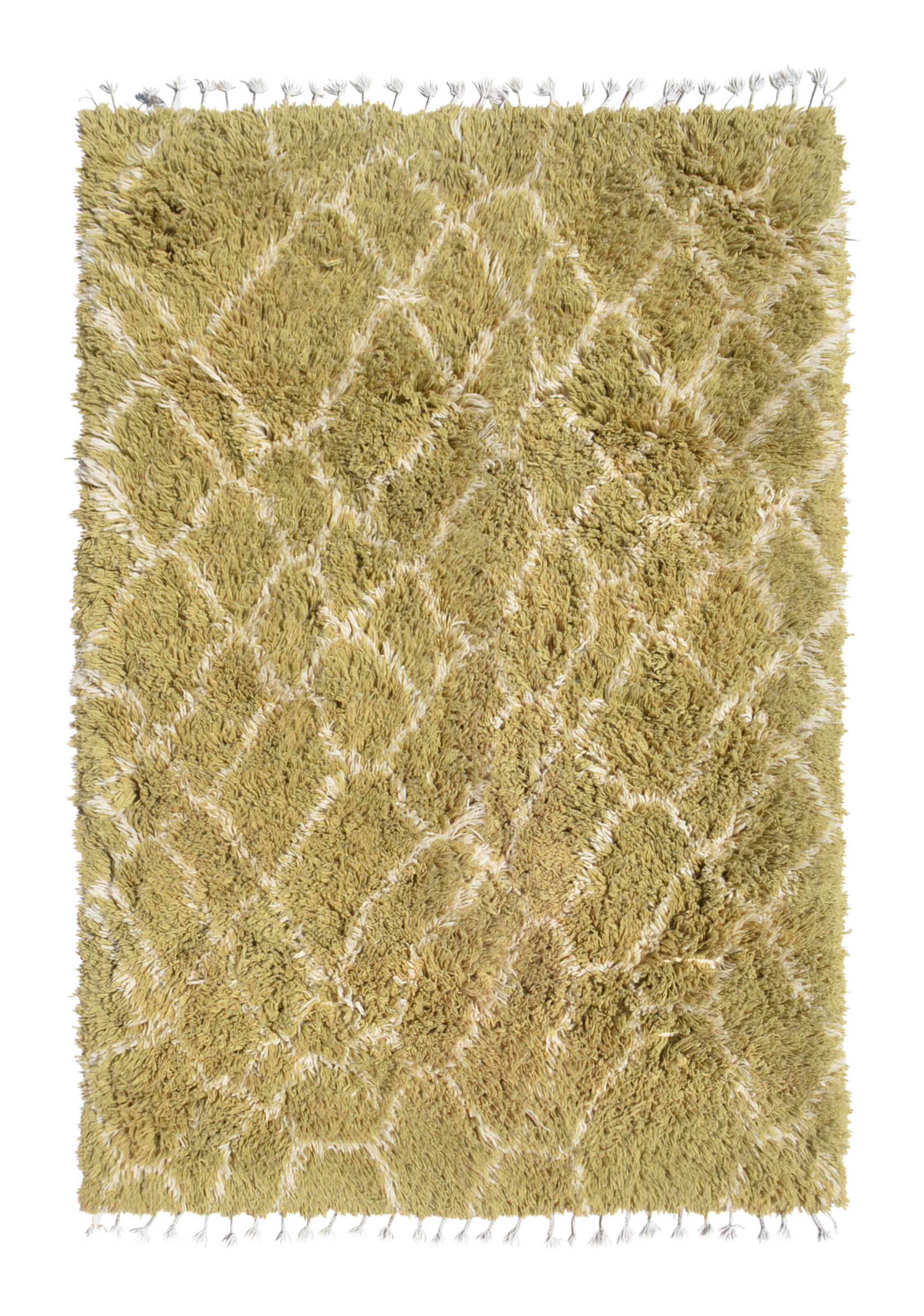 Pea green shaggy Moroccan Rug