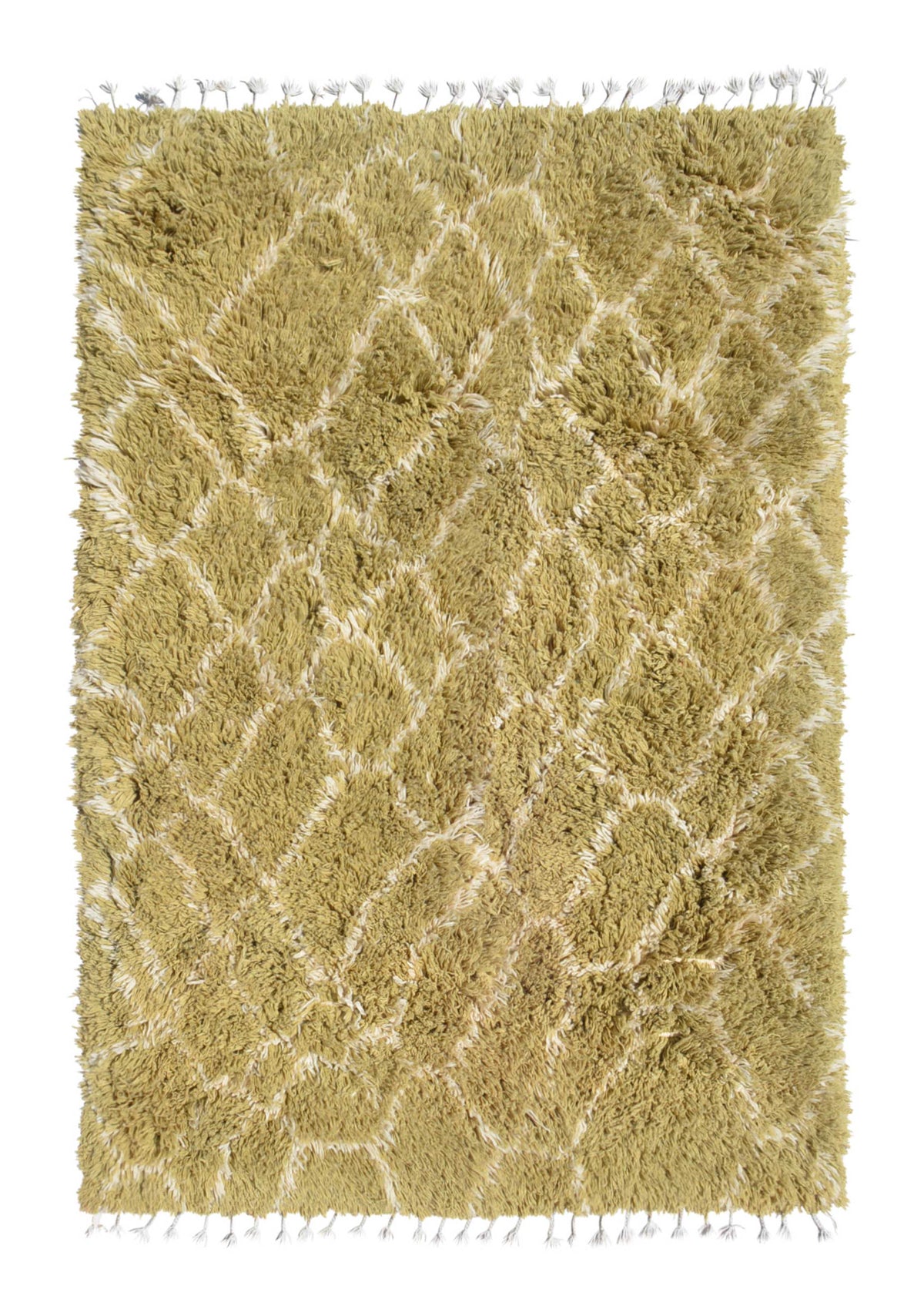 Pea green shaggy Moroccan Rug