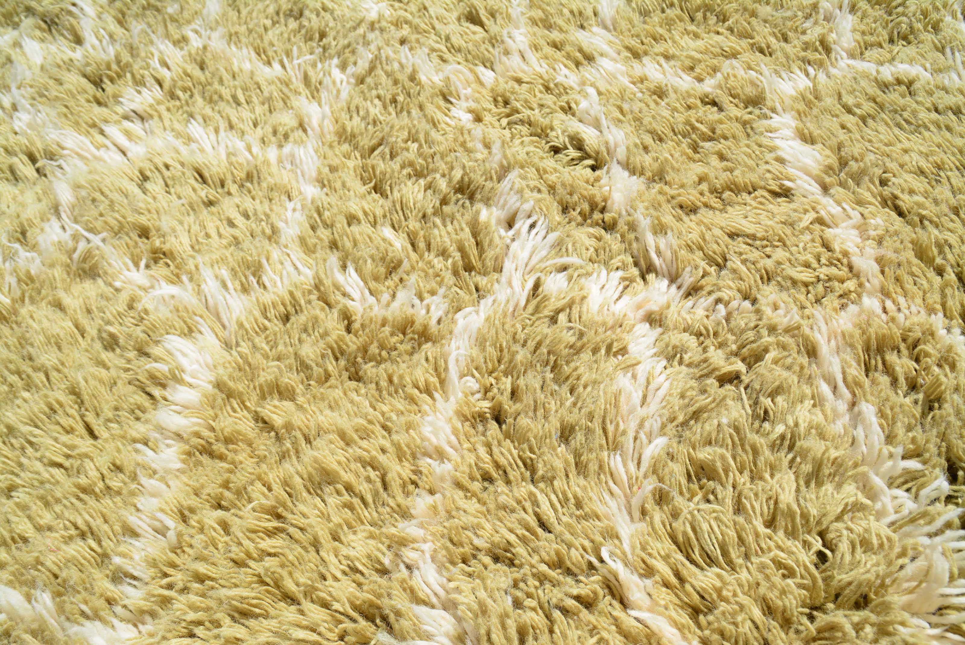 Pea green shaggy Moroccan Rug