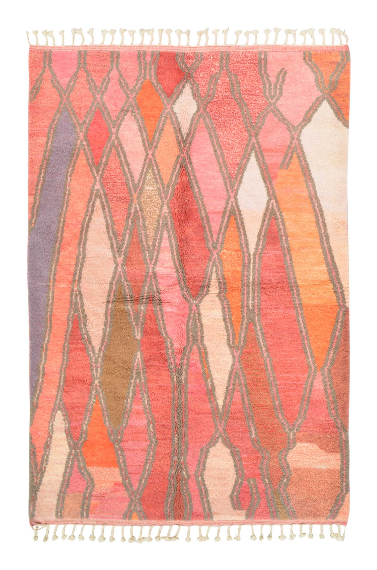 Hopeful | 6'x9' Abstract Pink & Orange Elongated Diamond Azilal