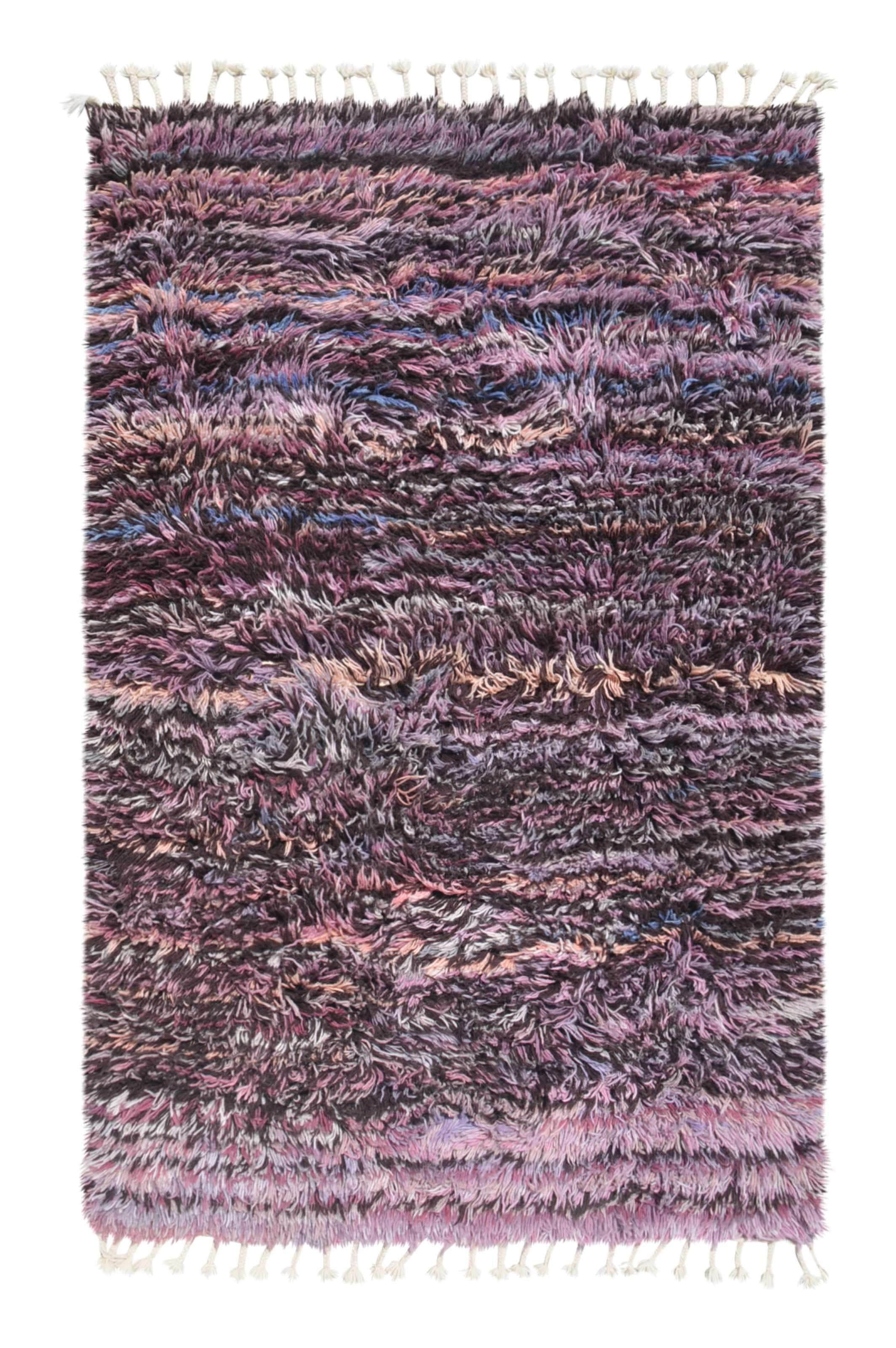 Purple Black Shaggy Rug