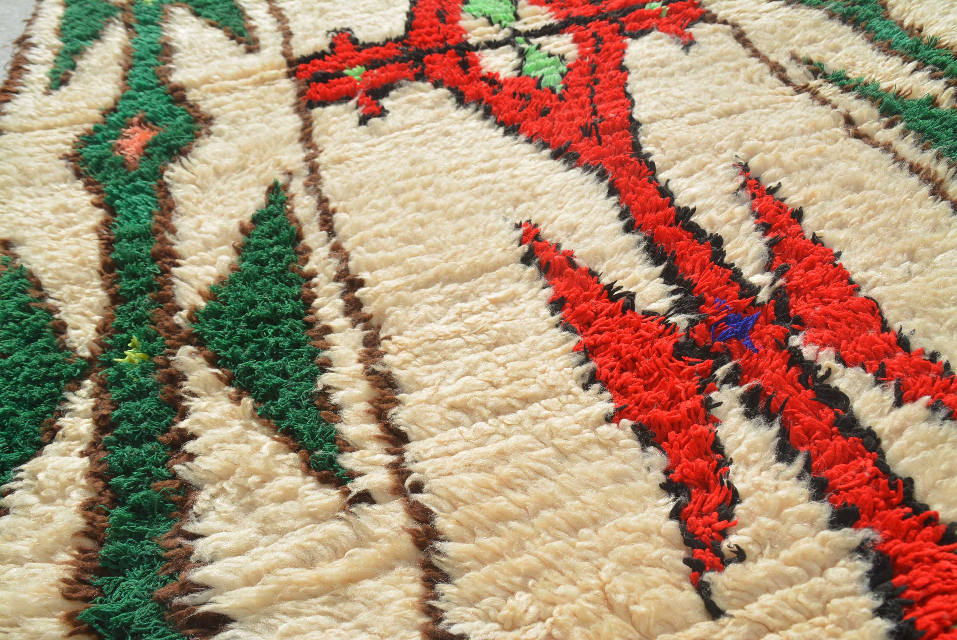 Red And Green Rug | Vintage Moroccan Rug