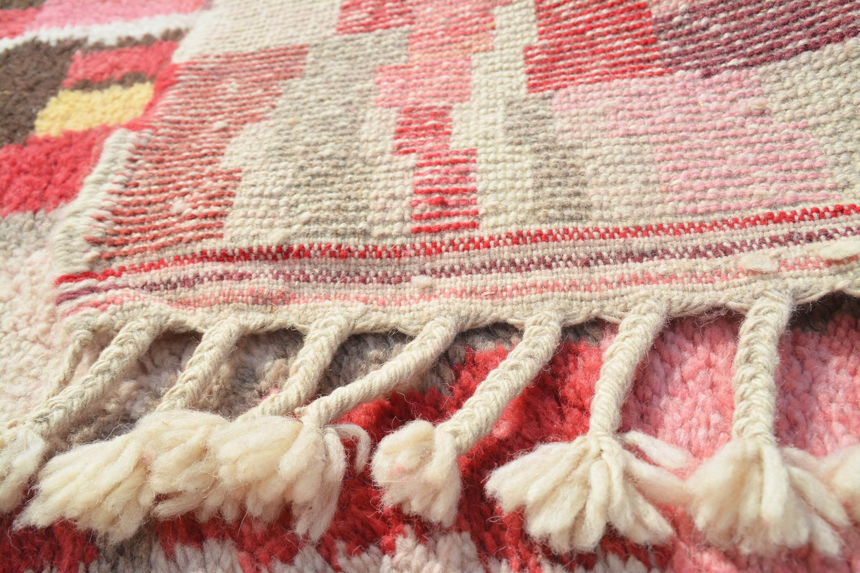 Red And Pink Rug- New Moroccan Rug