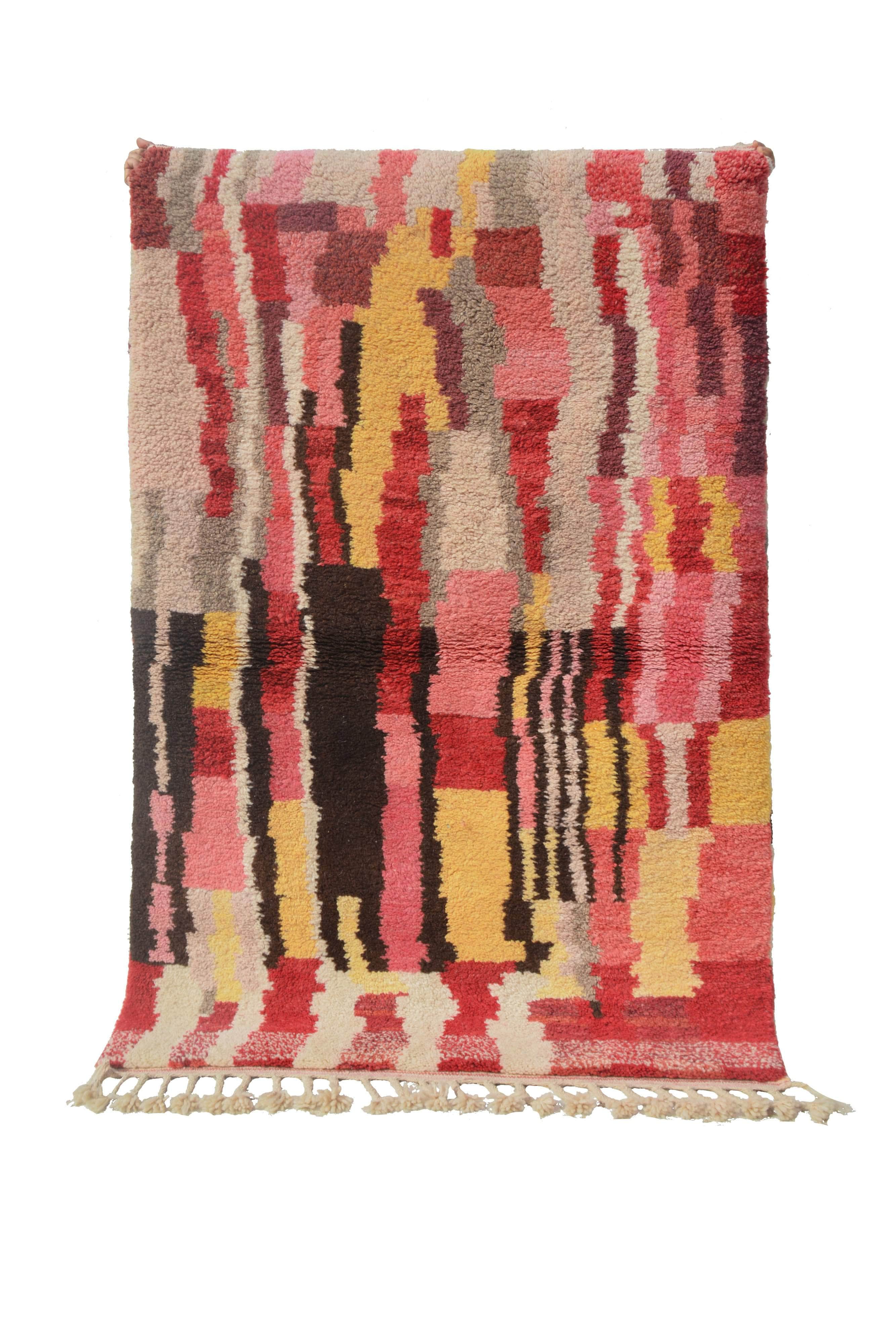 Red And Pink Rug- New Moroccan Rug