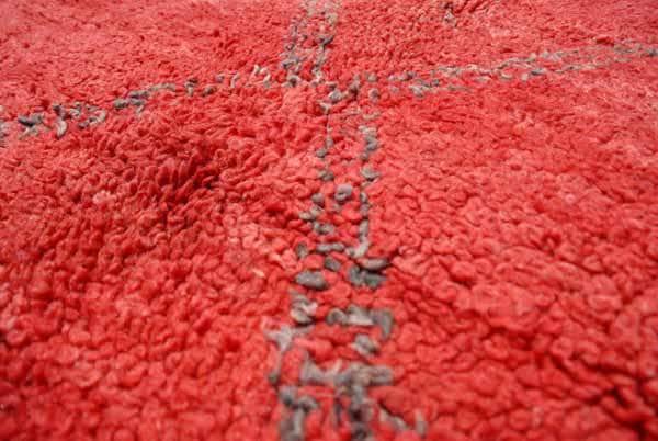 Red Beni Ourain Rug – Handmade Moroccan Wool Rug with Bold Minimalist Design