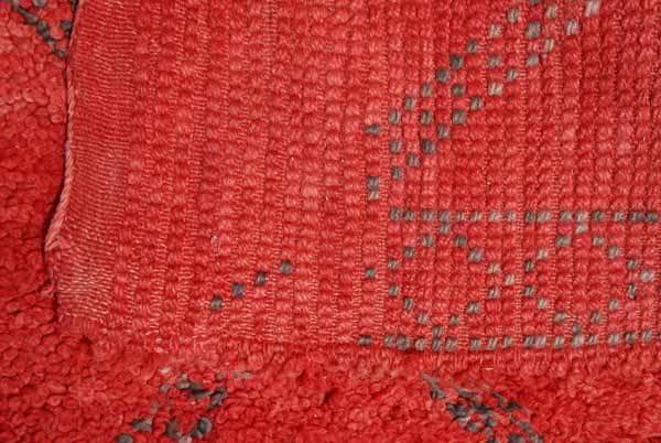 Red Beni Ourain Rug – Handmade Moroccan Wool Rug with Bold Minimalist Design