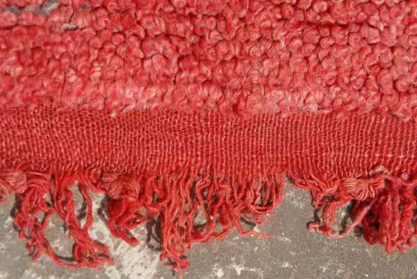 Red Beni Ourain Rug – Handmade Moroccan Wool Rug with Bold Minimalist Design