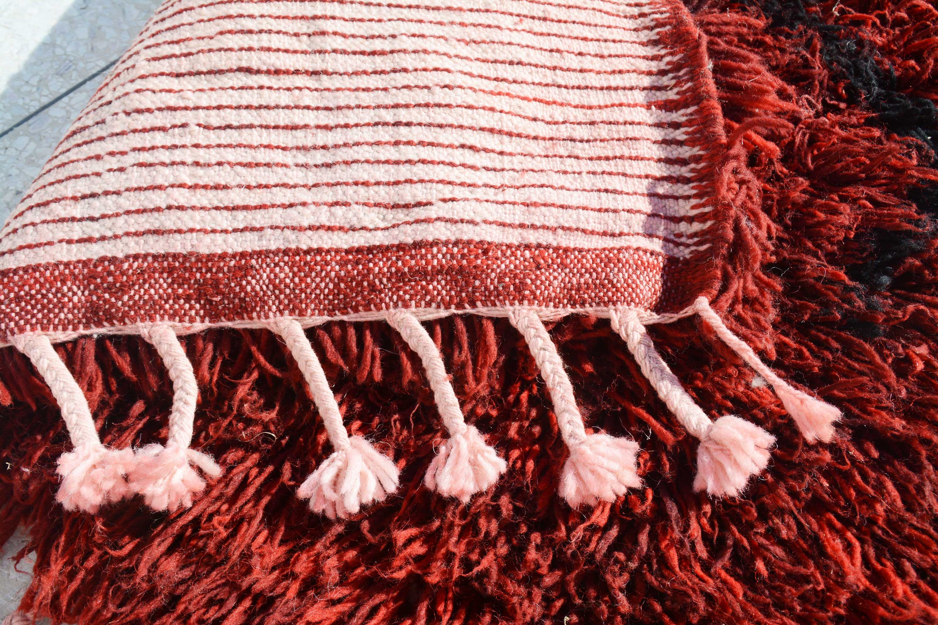 Red Shaggy Moroccan Rug | Handmade Shaggy Rug