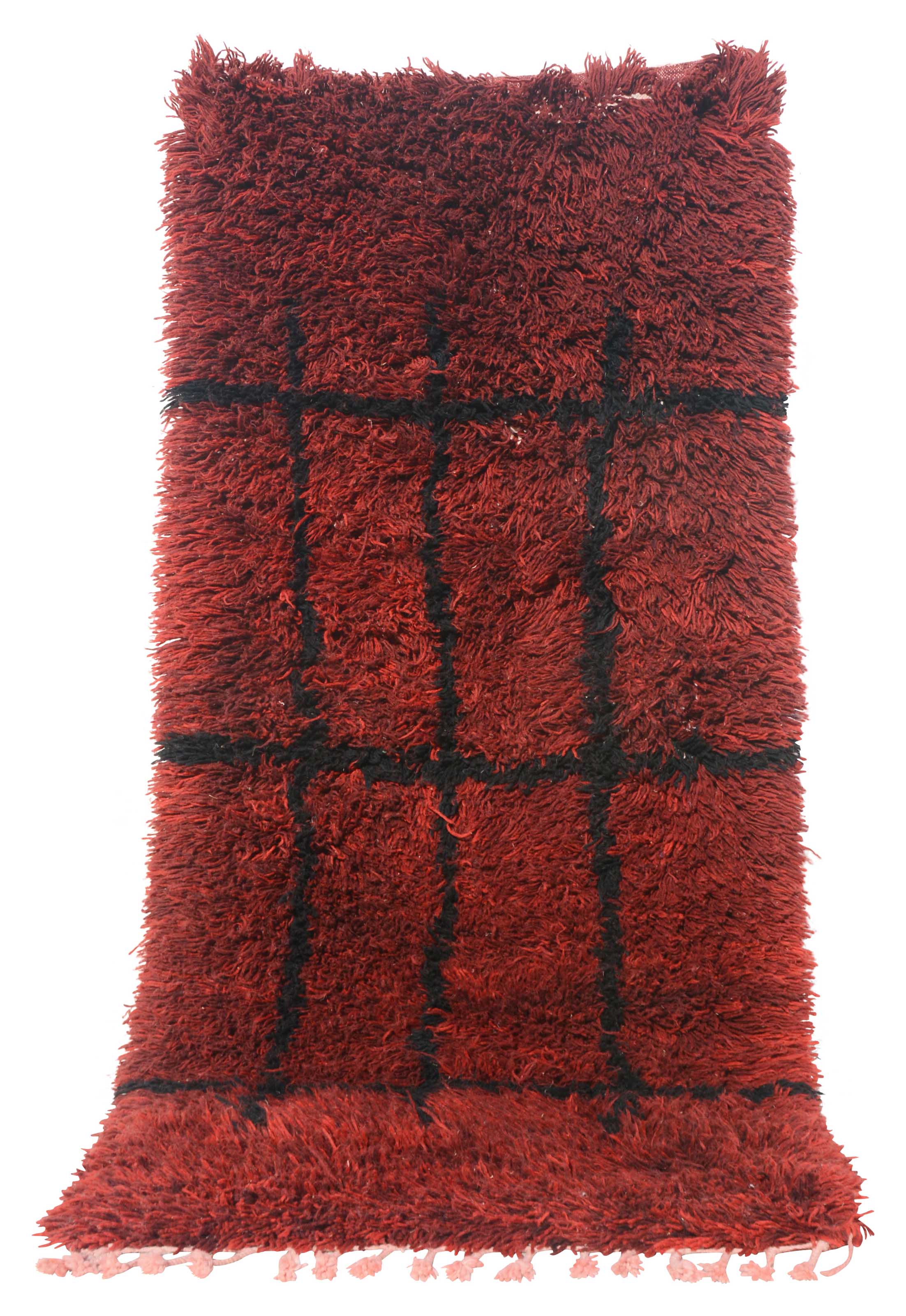 Red Shaggy Moroccan Rug | Handmade Shaggy Rug