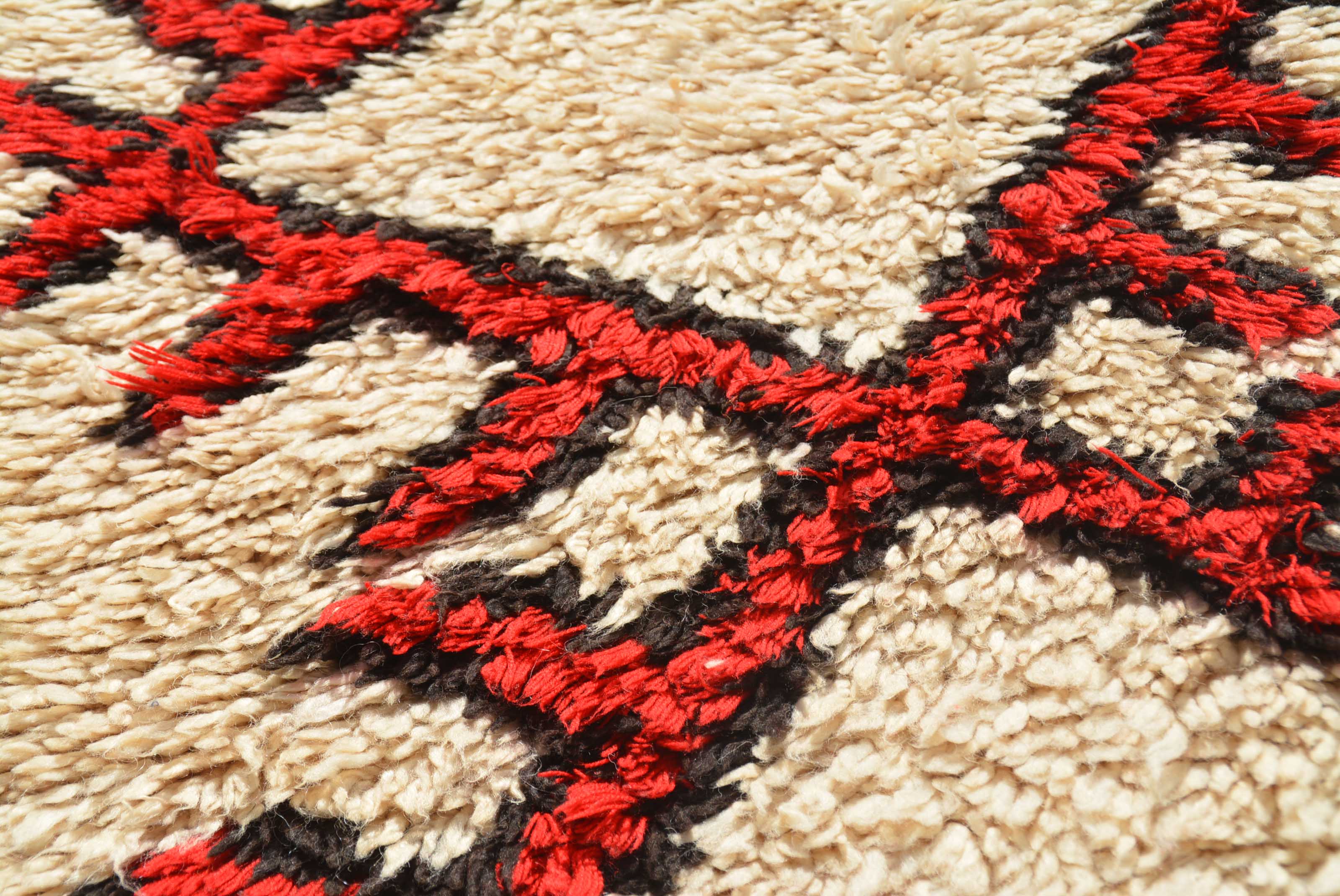 Red Vintage Rug | Vintage Moroccan Rug | Modern Design Rug Medium Size | Illuminate Collective