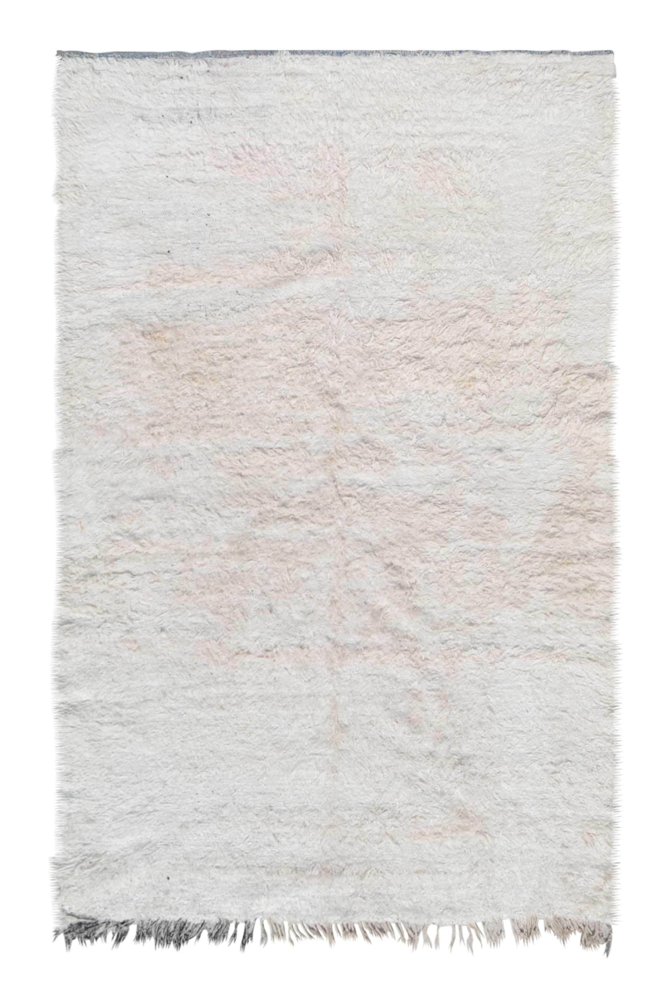 Silky white Vintage Moroccan Rug