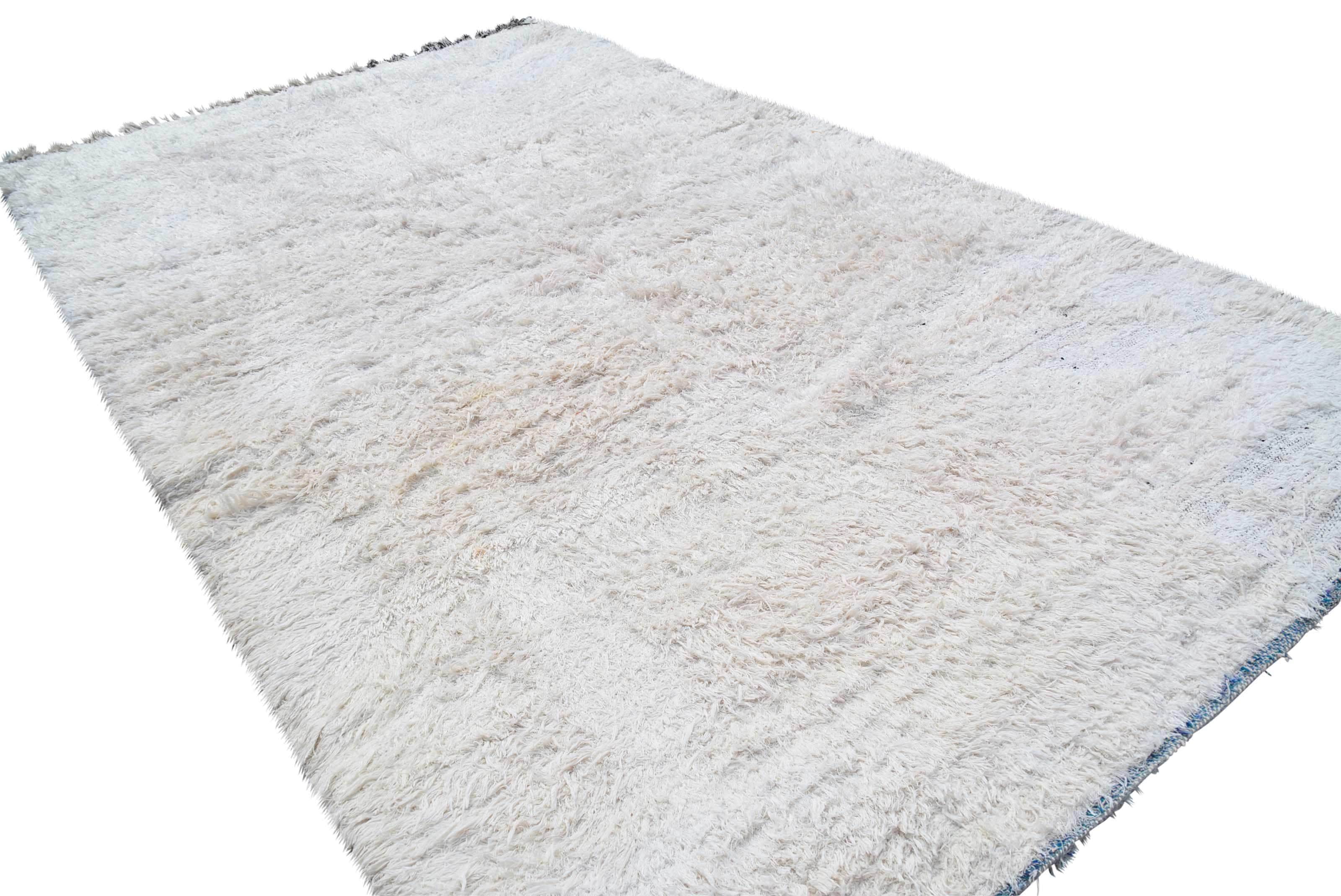Silky white Vintage Moroccan Rug