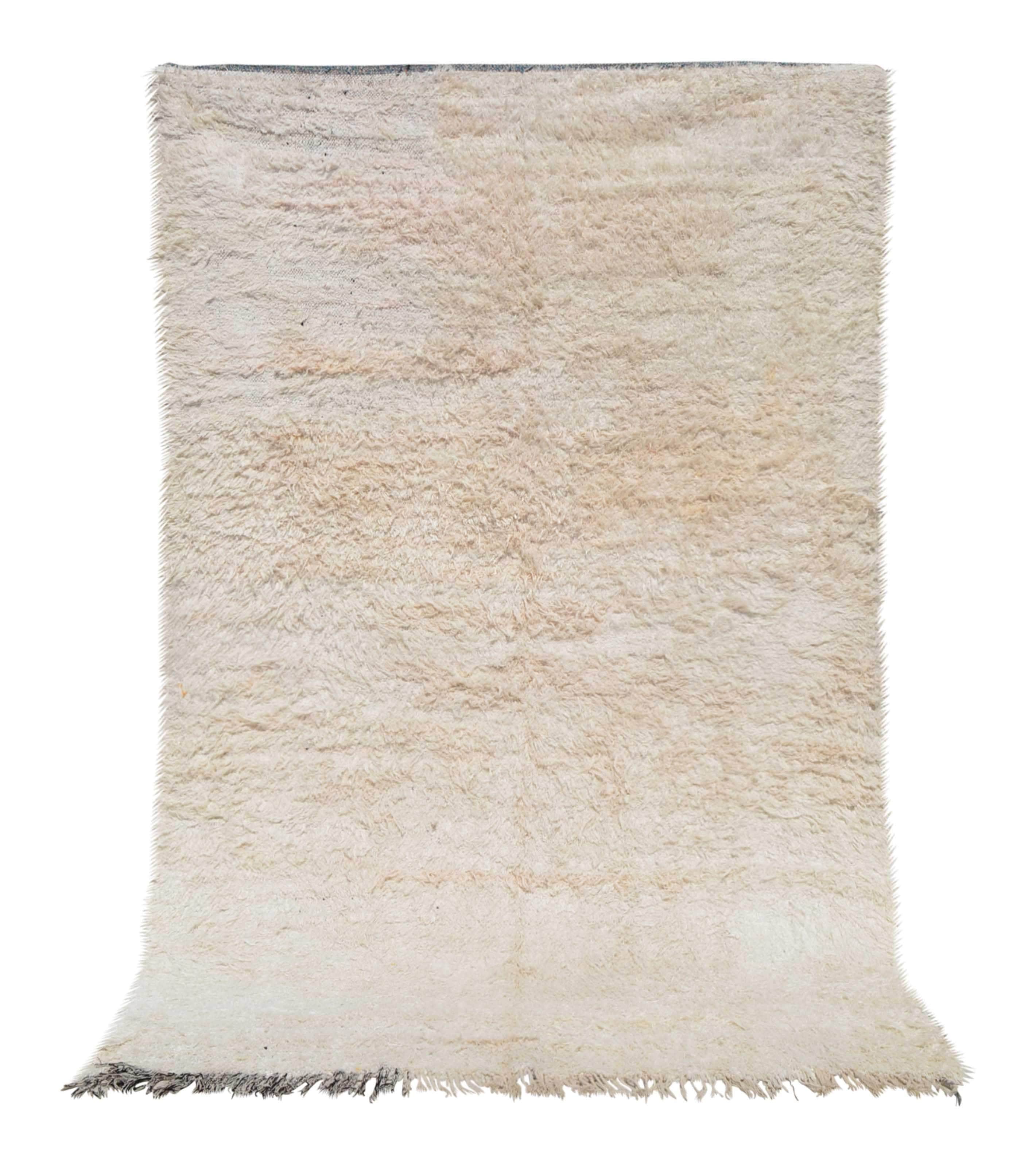 Silky white Vintage Moroccan Rug