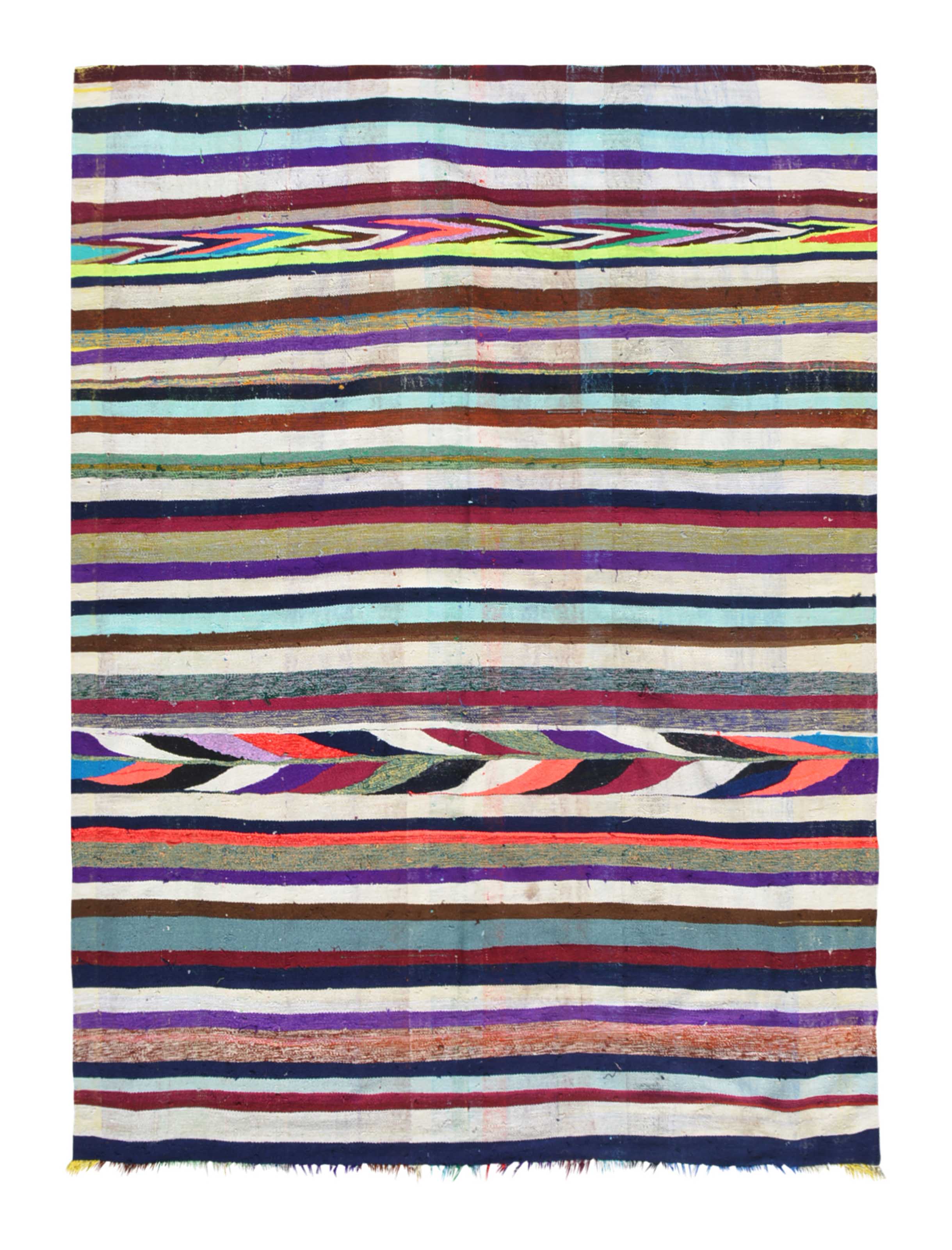 Vintage flat weave colorful rows