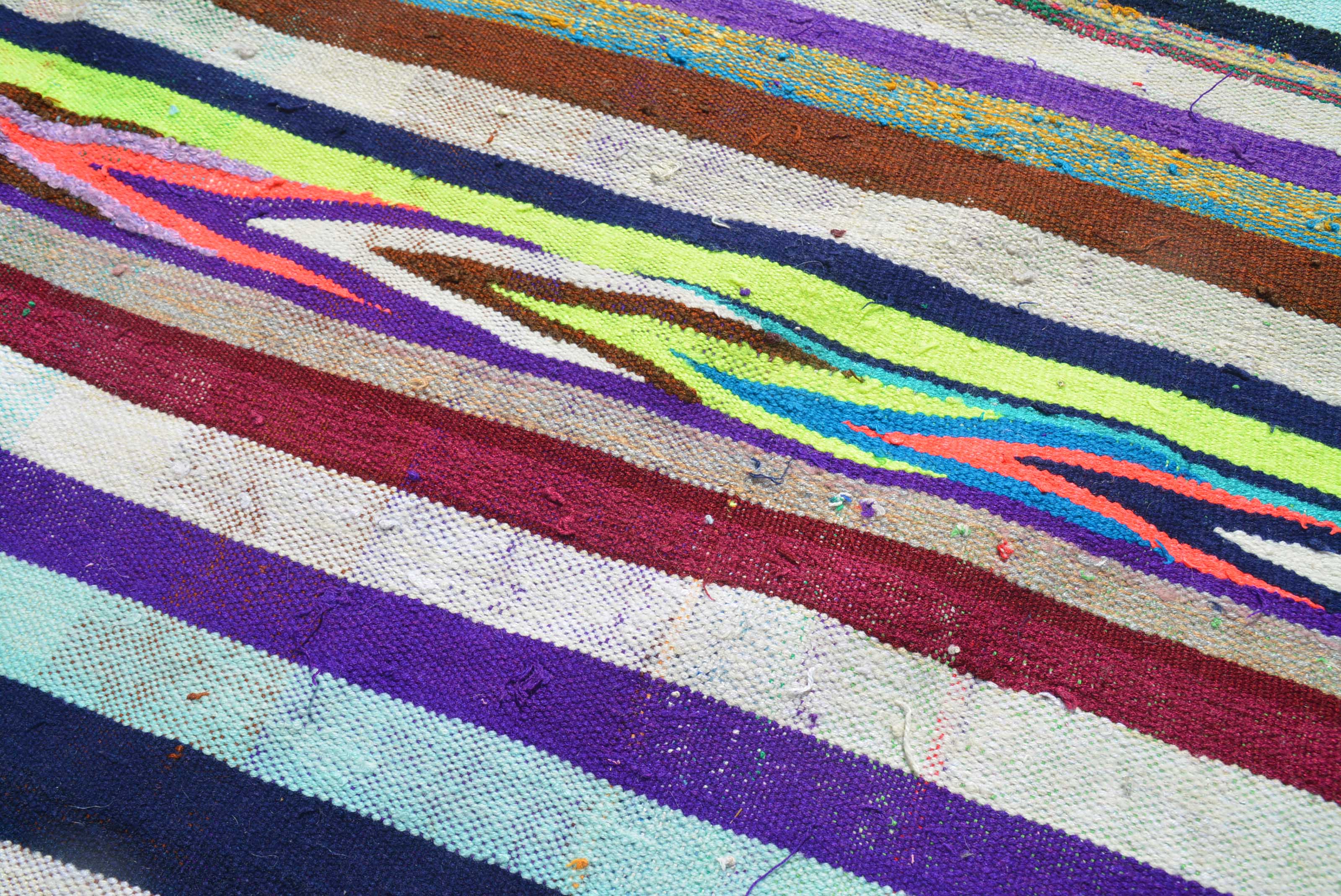 Vintage flat weave colorful rows