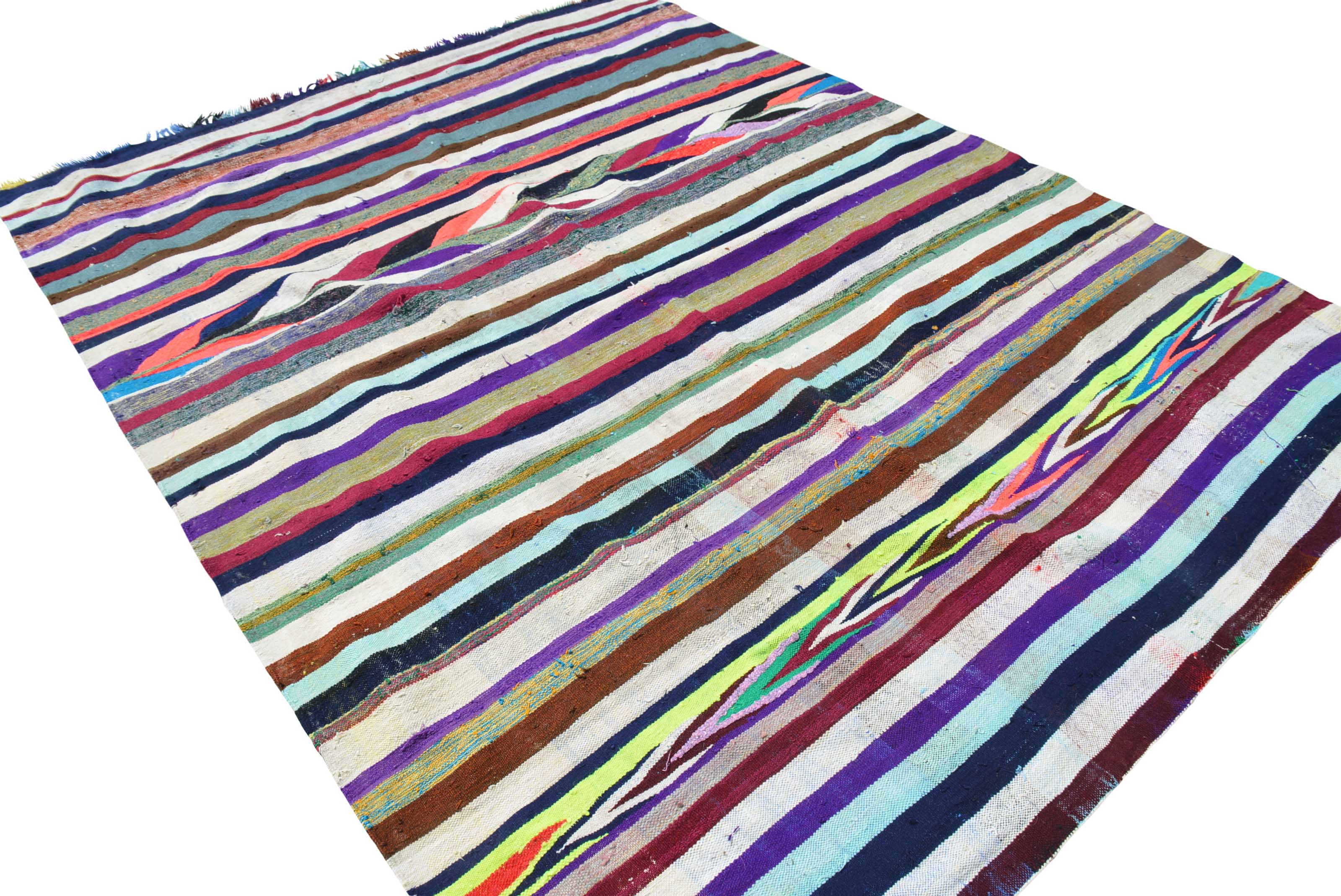 Vintage flat weave colorful rows