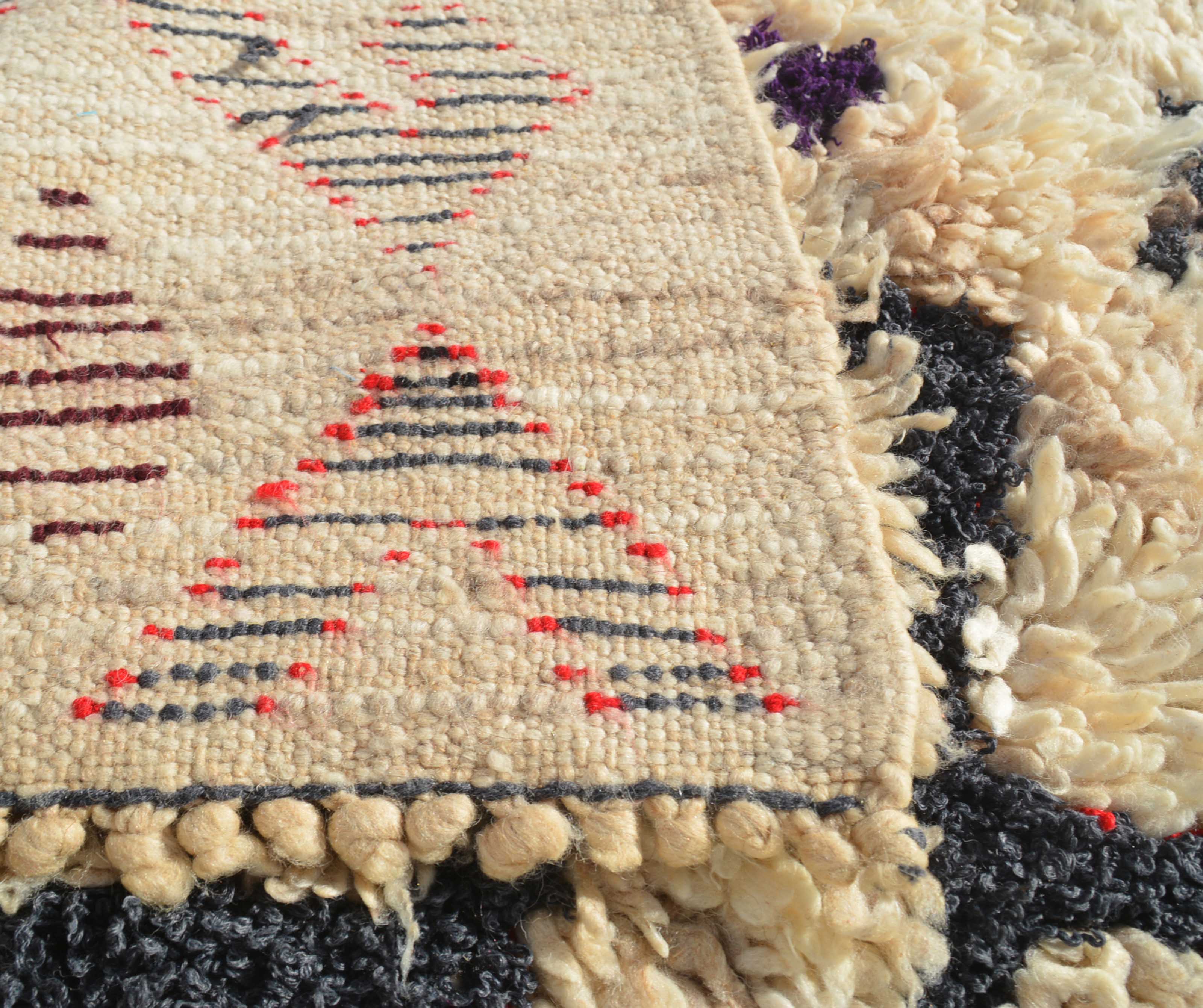 Vintage Hooked Rugs for Sale | Grey and Blue Moroccan Rugs | Illuminate Collective