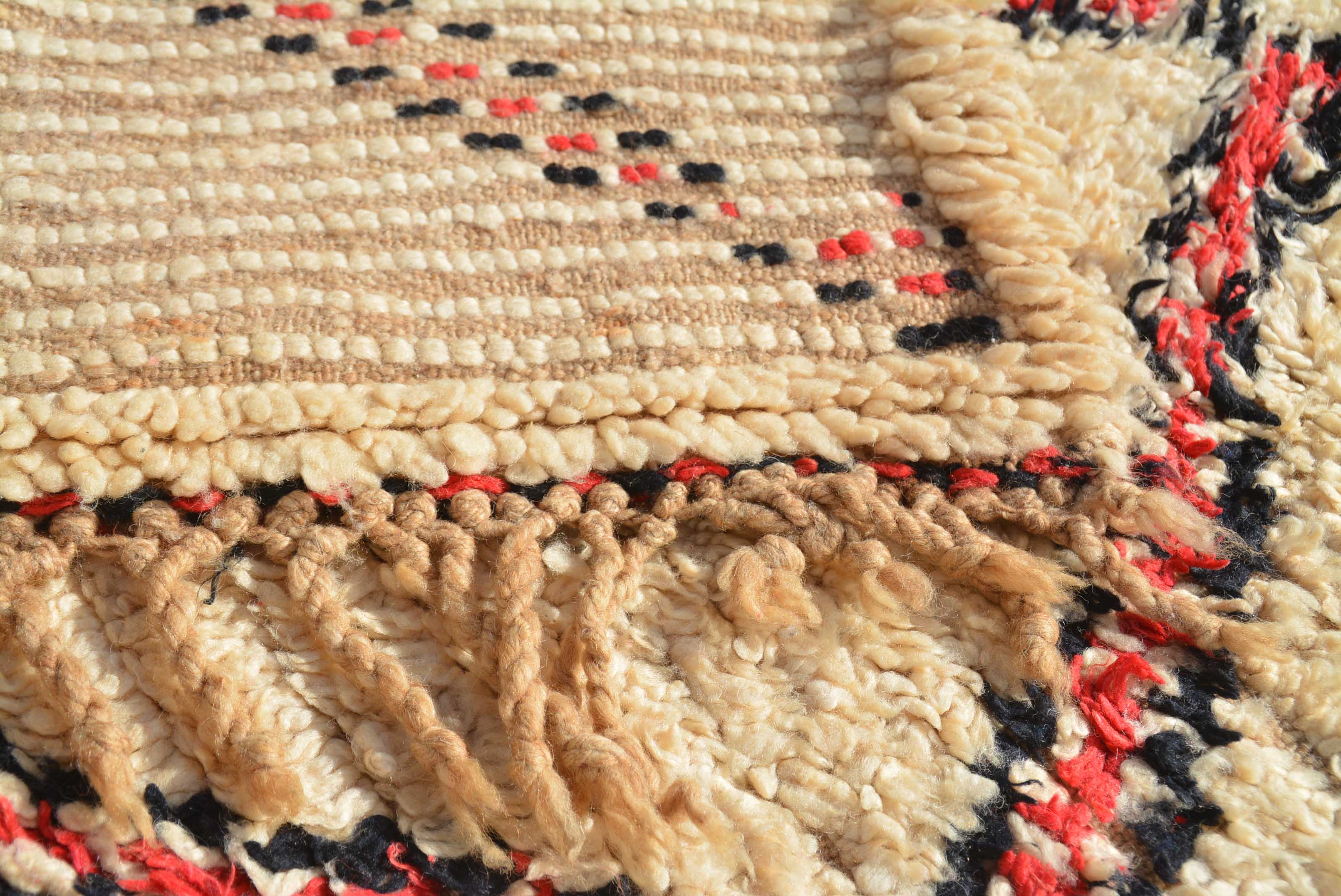 k*i様 限定出品_ロンドンで購入【VINTAGE】MOROCCAN オールドキ Break Out - 4x6 Vintage Red & Black Beni Ourain Moroccan Rug