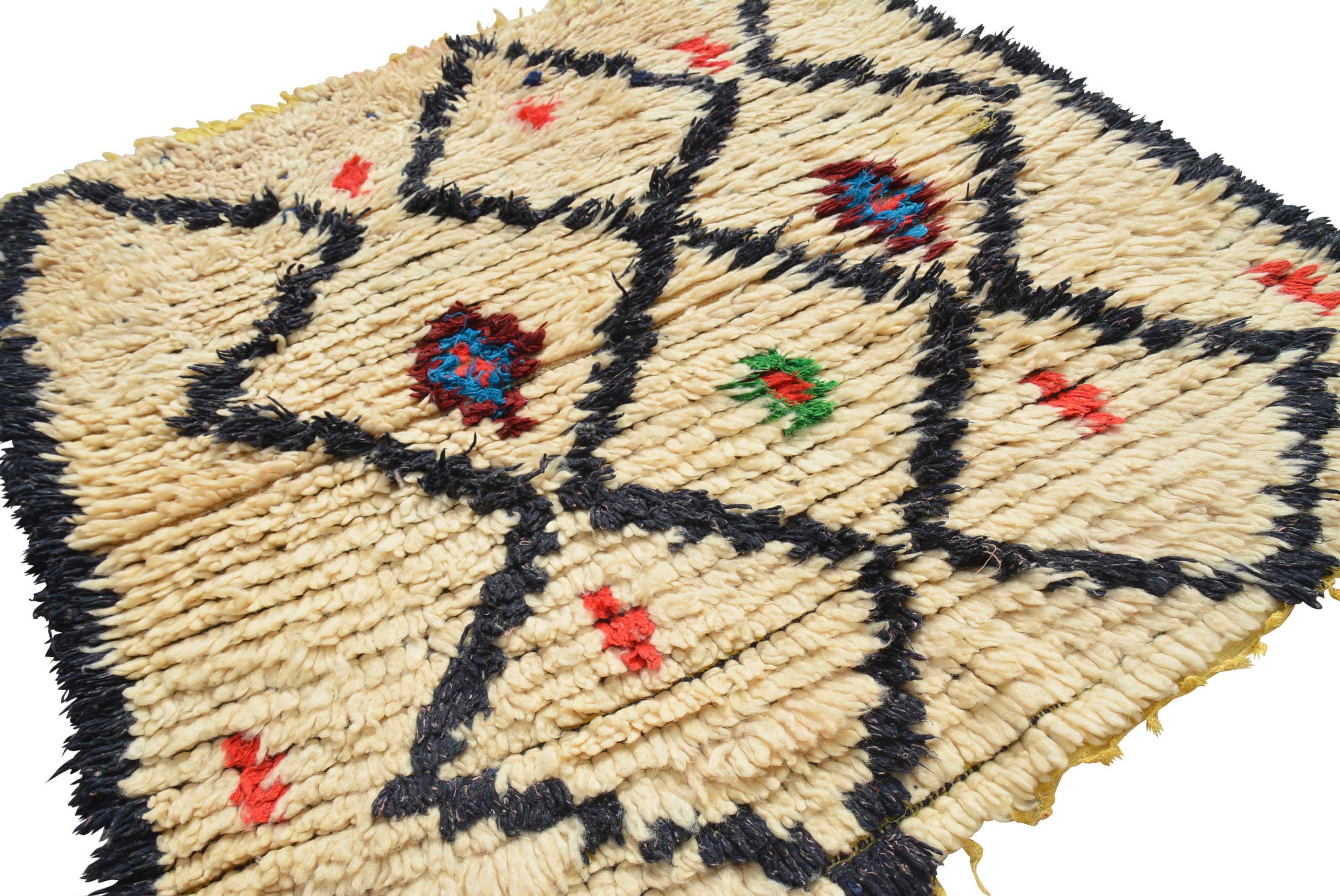 Vintage Moroccan Rug - Black And Red Rugs - Light Blue Area Rugs