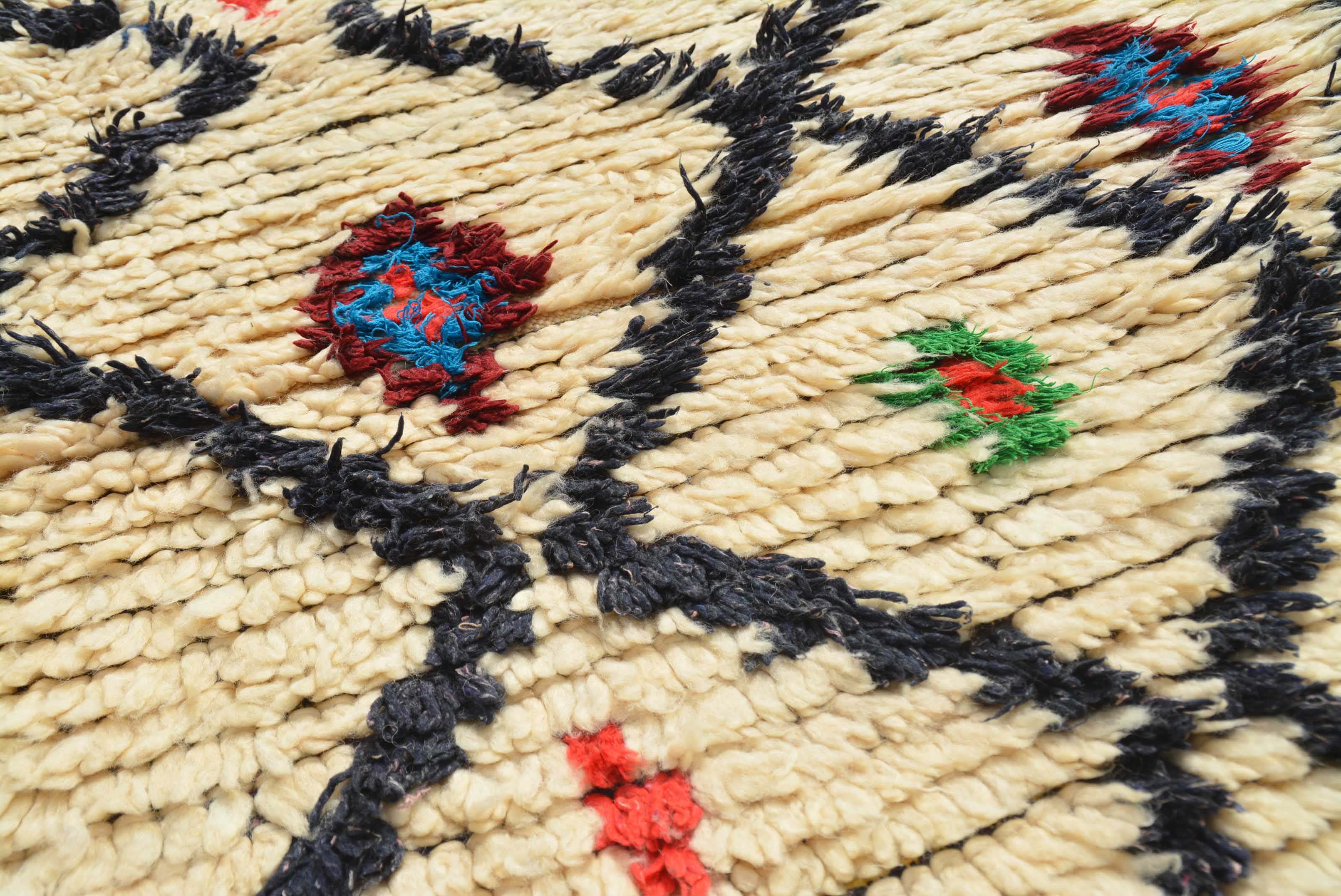 Vintage Moroccan Rug - Black And Red Rugs - Light Blue Area Rugs