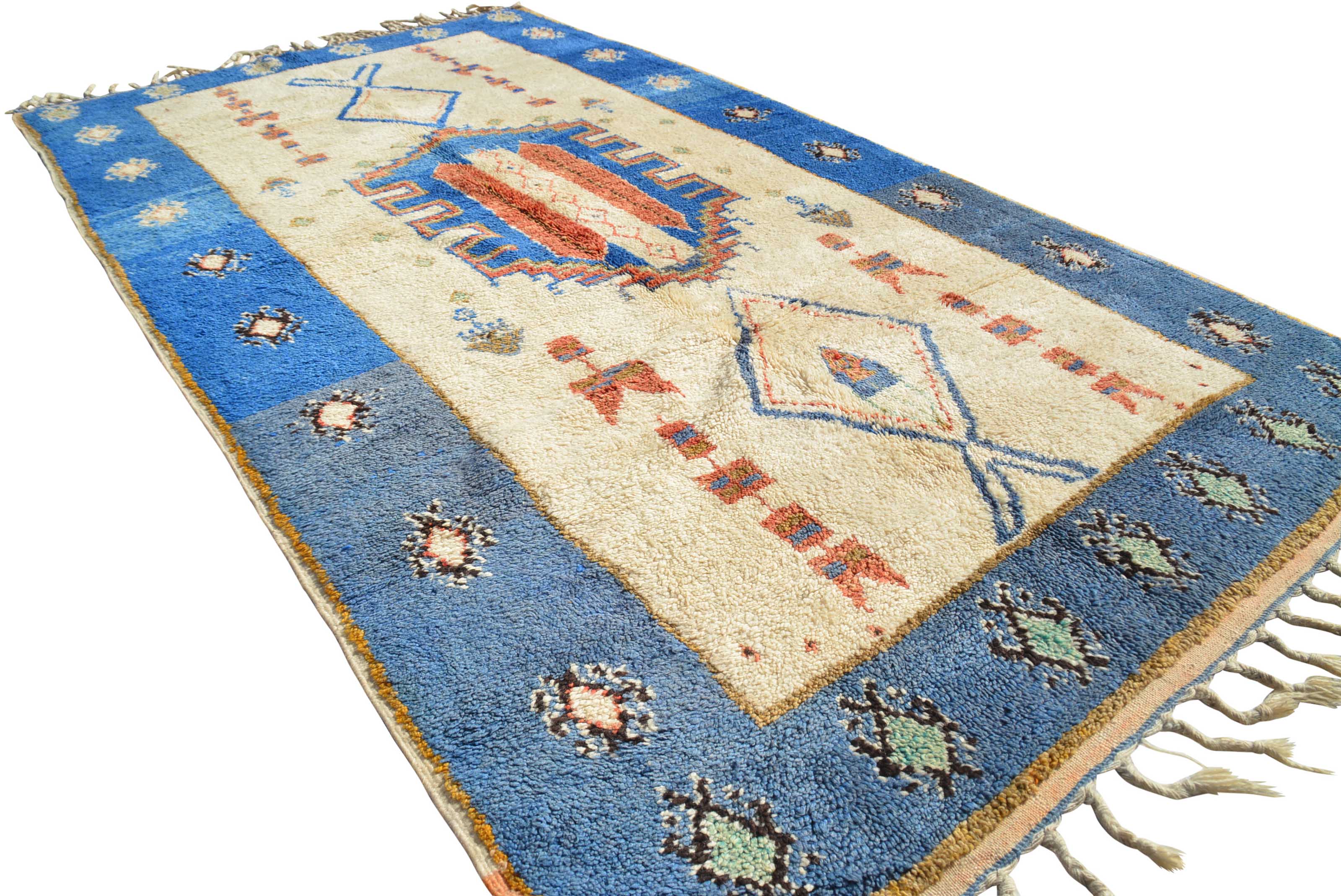 Vintage Moroccan Rug Blue and White Rugs | Grey and Blue  illuminate collective