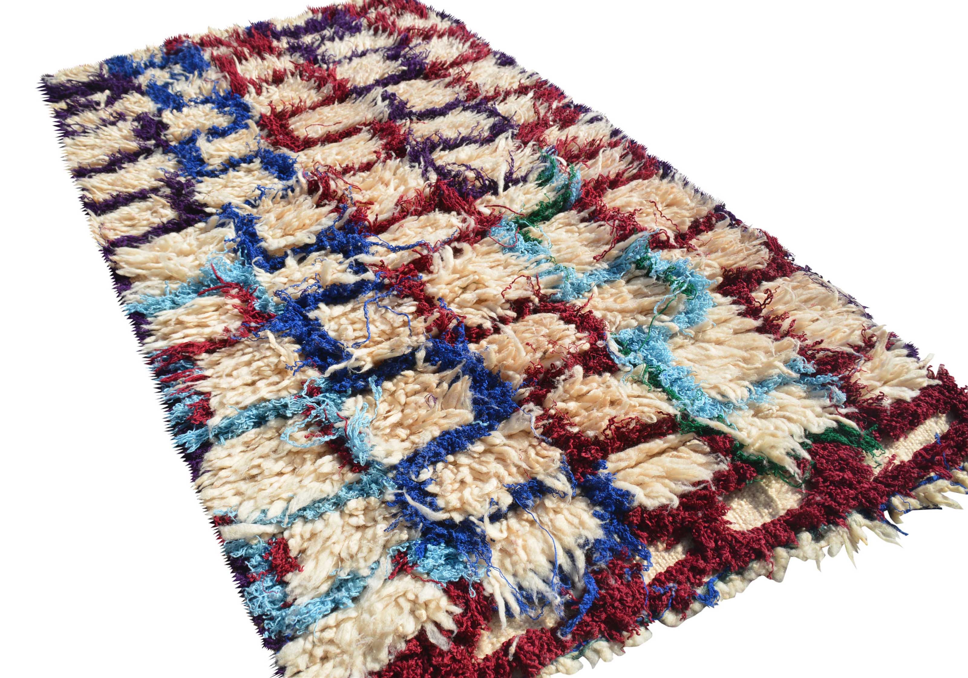 Vintage Moroccan Rug  -  Brown And Blue Rugs - Brown Vintage Rugs