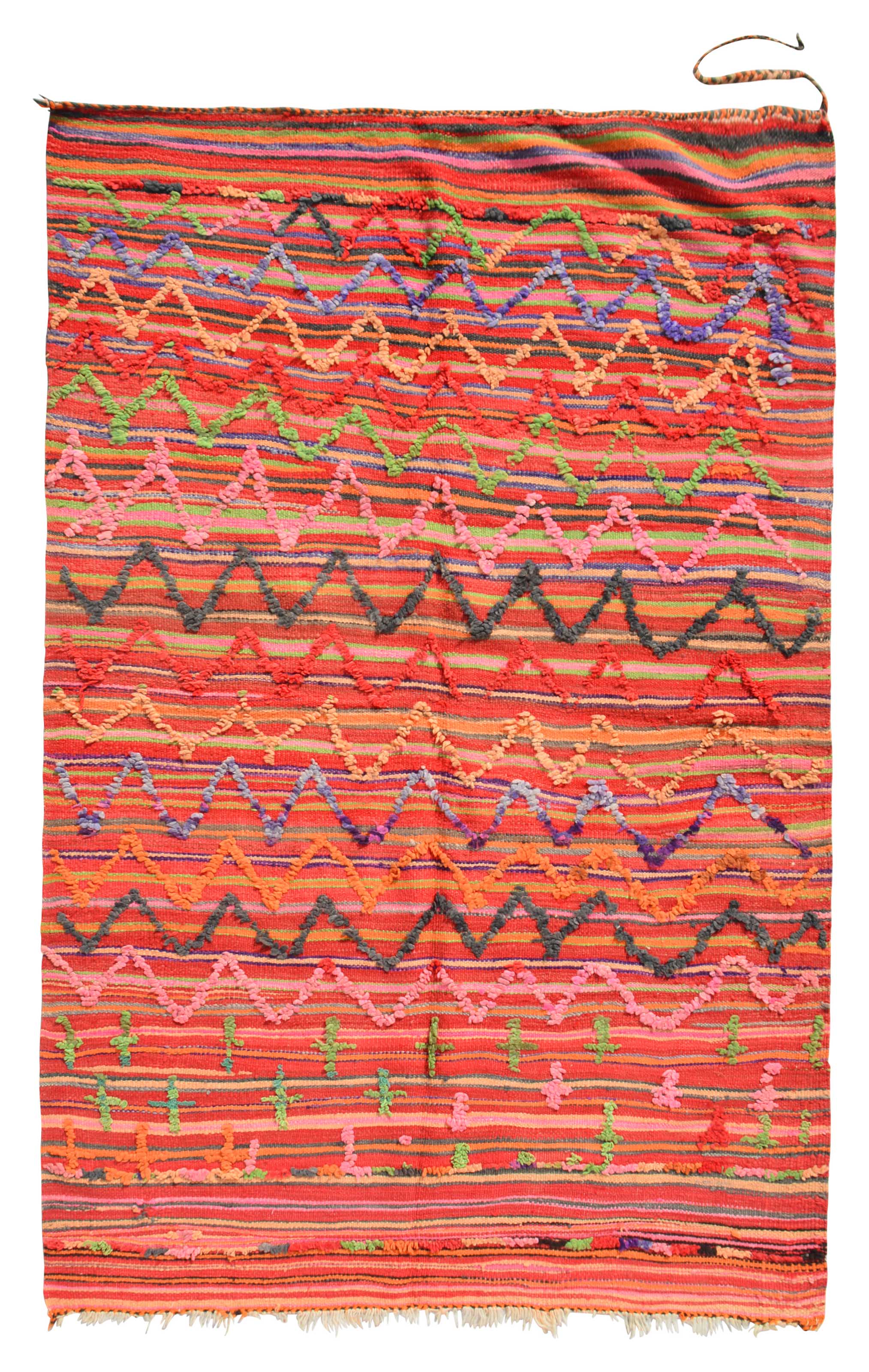 Vintage Moroccan Rug Carnival Red Rug - Red Multi Flat Vintage Rug - Vintage Moroccan Rug illuminate collective 