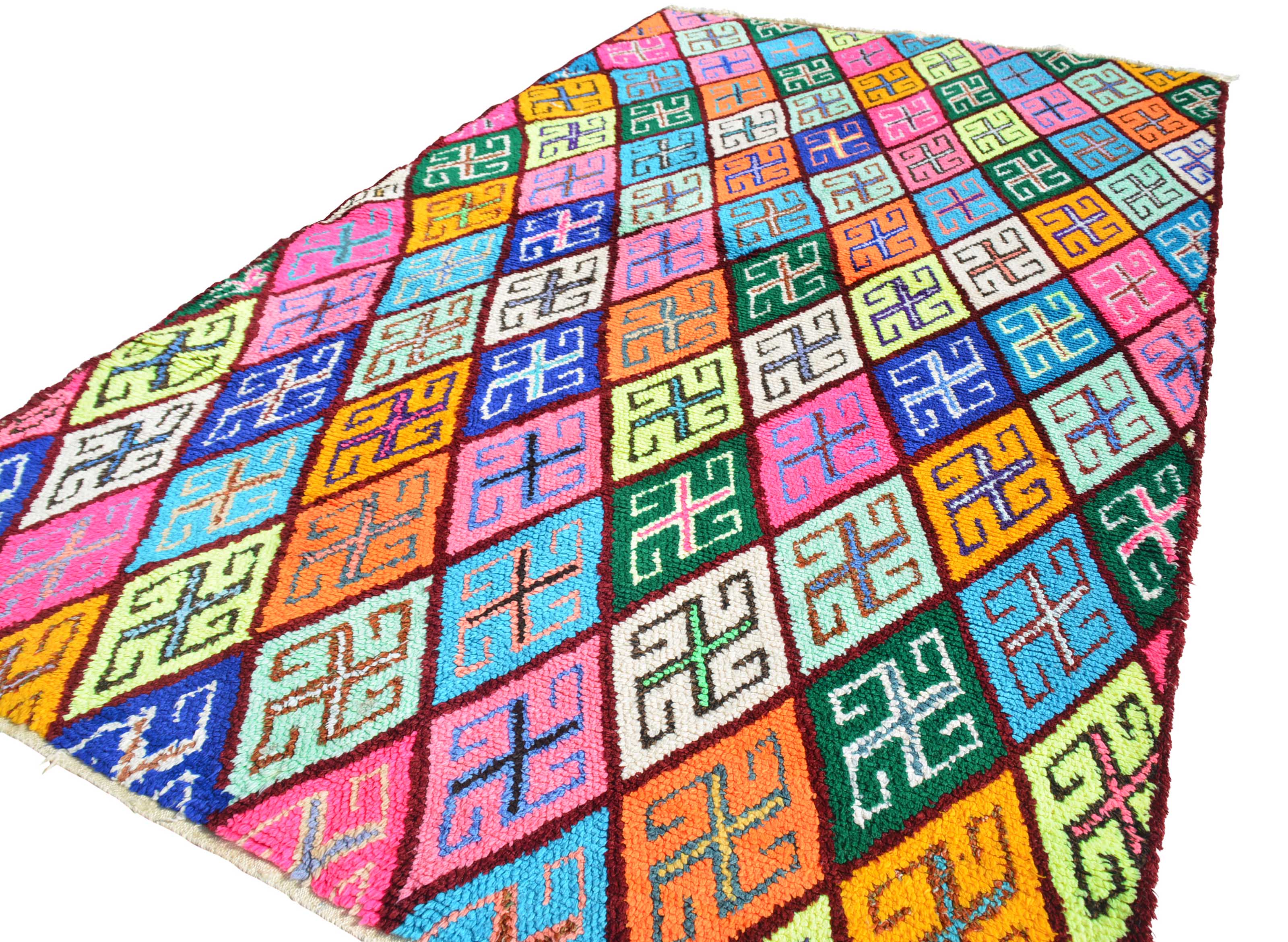 Vintage Moroccan Rug Multicolor White And Pink Rug | Colorful Vintage Kilim Rugs  illuminate collective