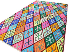 Vintage Moroccan Rug Multicolor White And Pink Rug | Colorful Vintage Kilim Rugs  illuminate collective