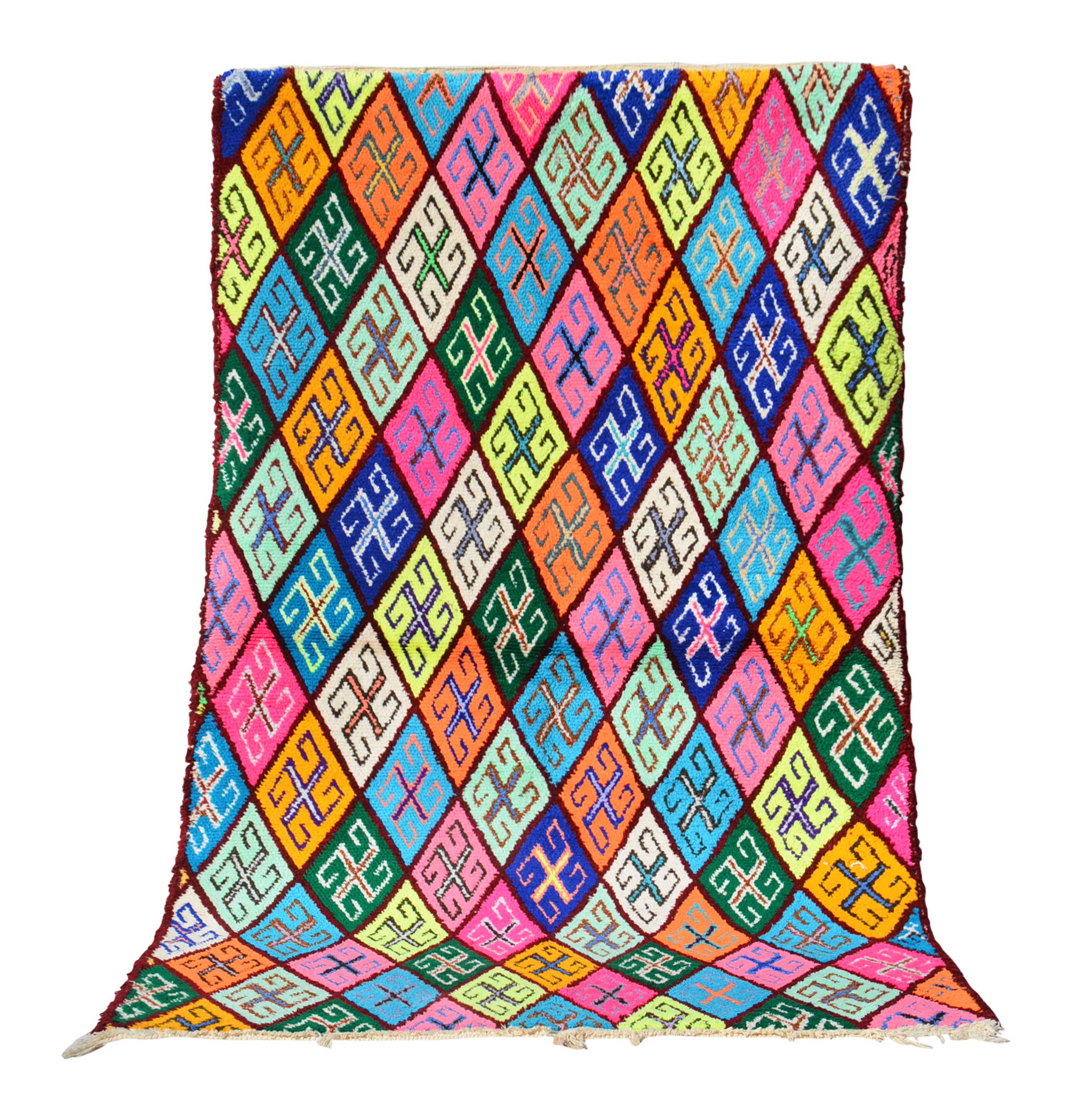 Vintage Moroccan Rug Multicolor White And Pink Rug | Colorful Vintage Kilim Rugs  illuminate collective