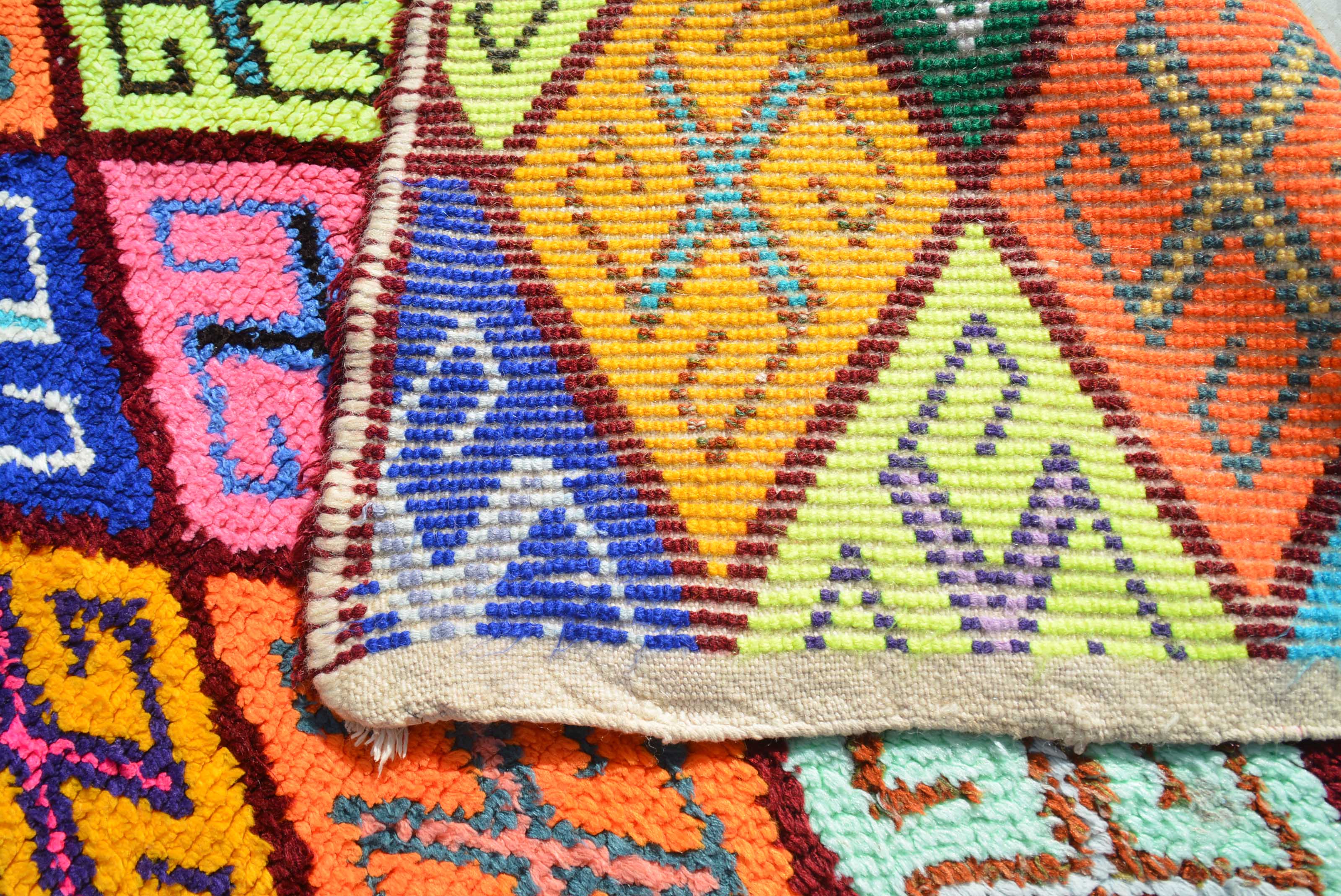 Vintage Moroccan Rug Multicolor White And Pink Rug | Colorful Vintage Kilim Rugs  illuminate collective